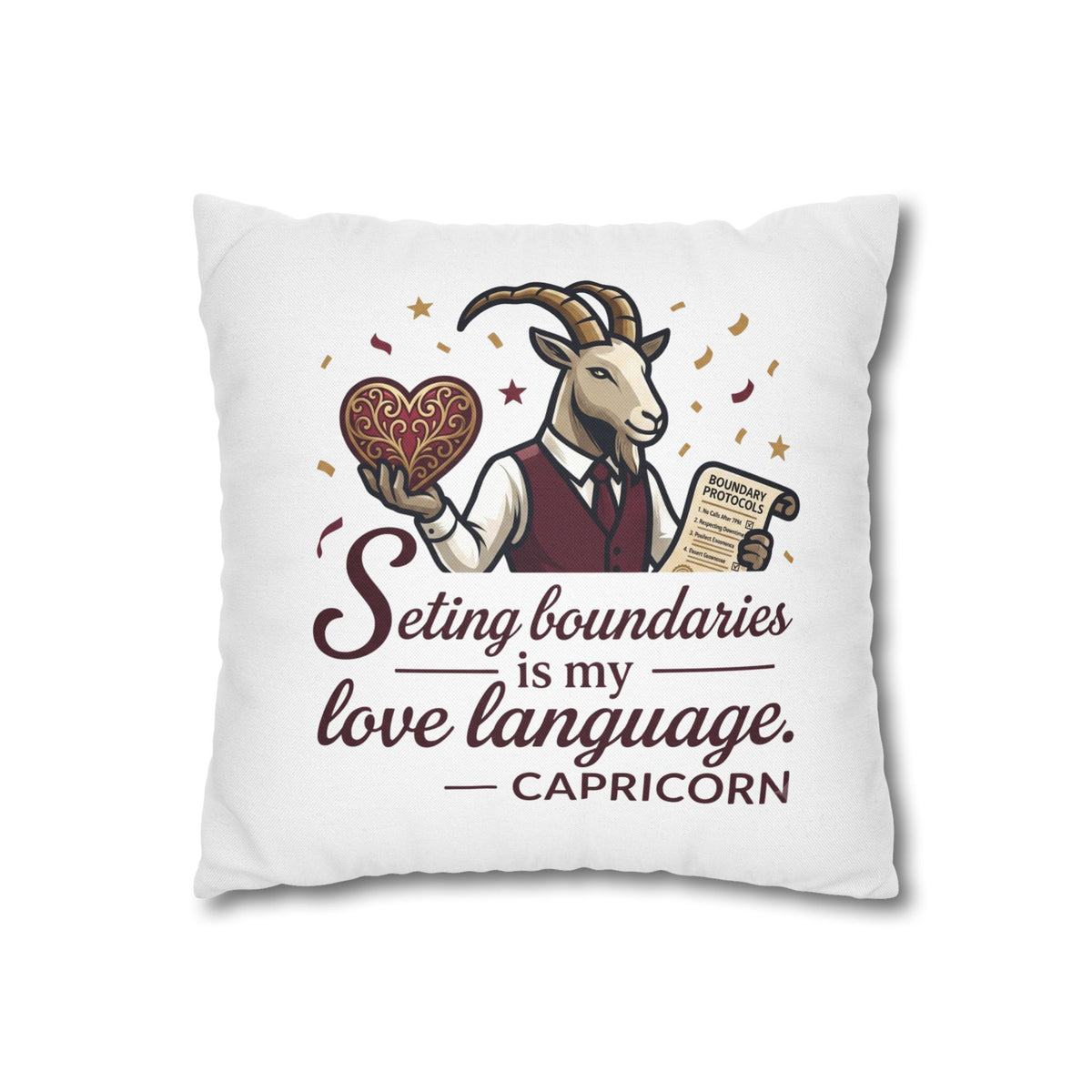 Capricorn Pillowcase - "Setting Boundaries Is My Love Language" Zodiac Throw Pillowcase