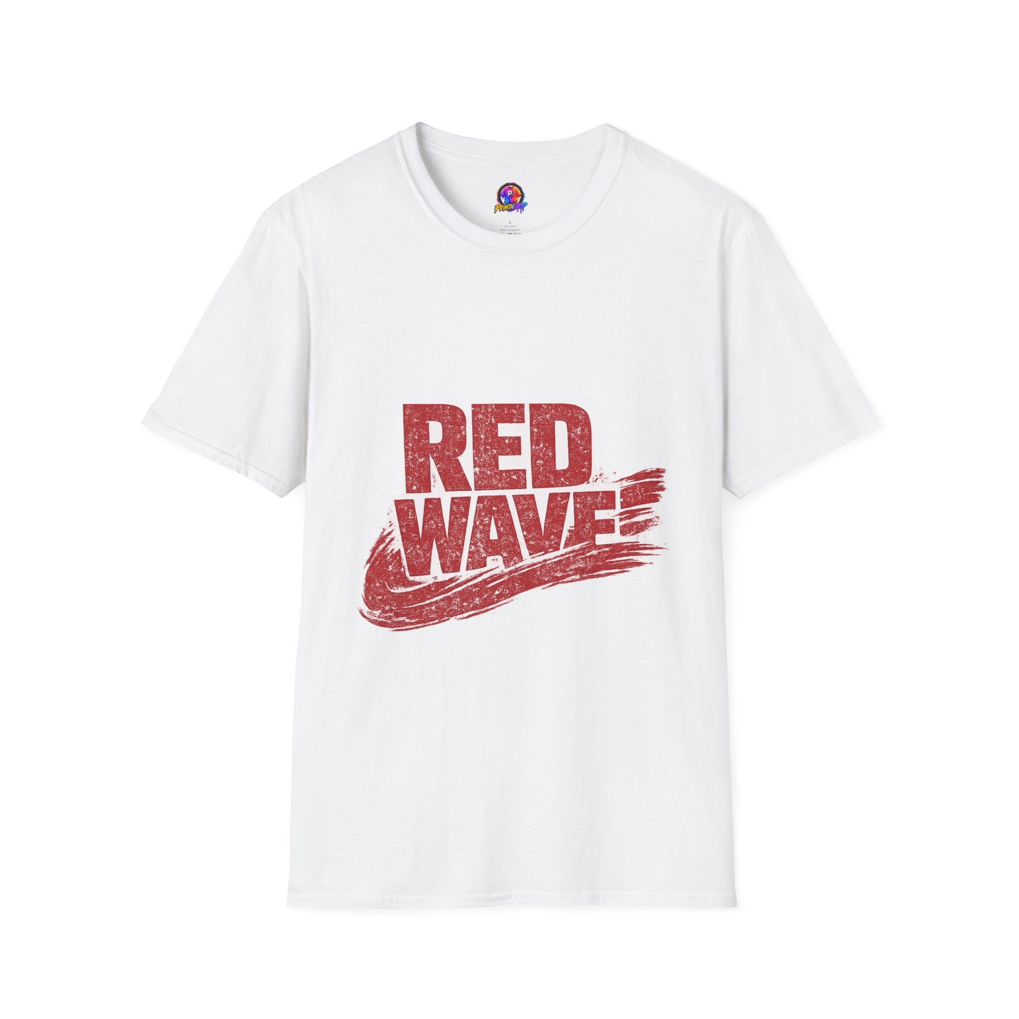 South Korea Red Wave Graphic T‑Shirt — Vintage Distressed Logo Tee
