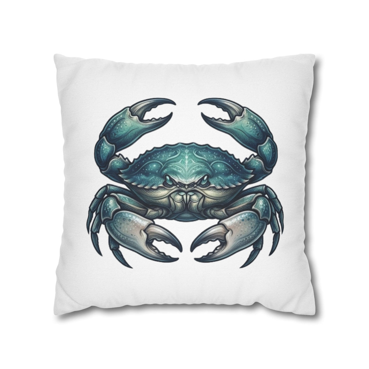 Cancer Zodiac Blue Crab Decorative Pillowcase — Coastal Beach House Accent