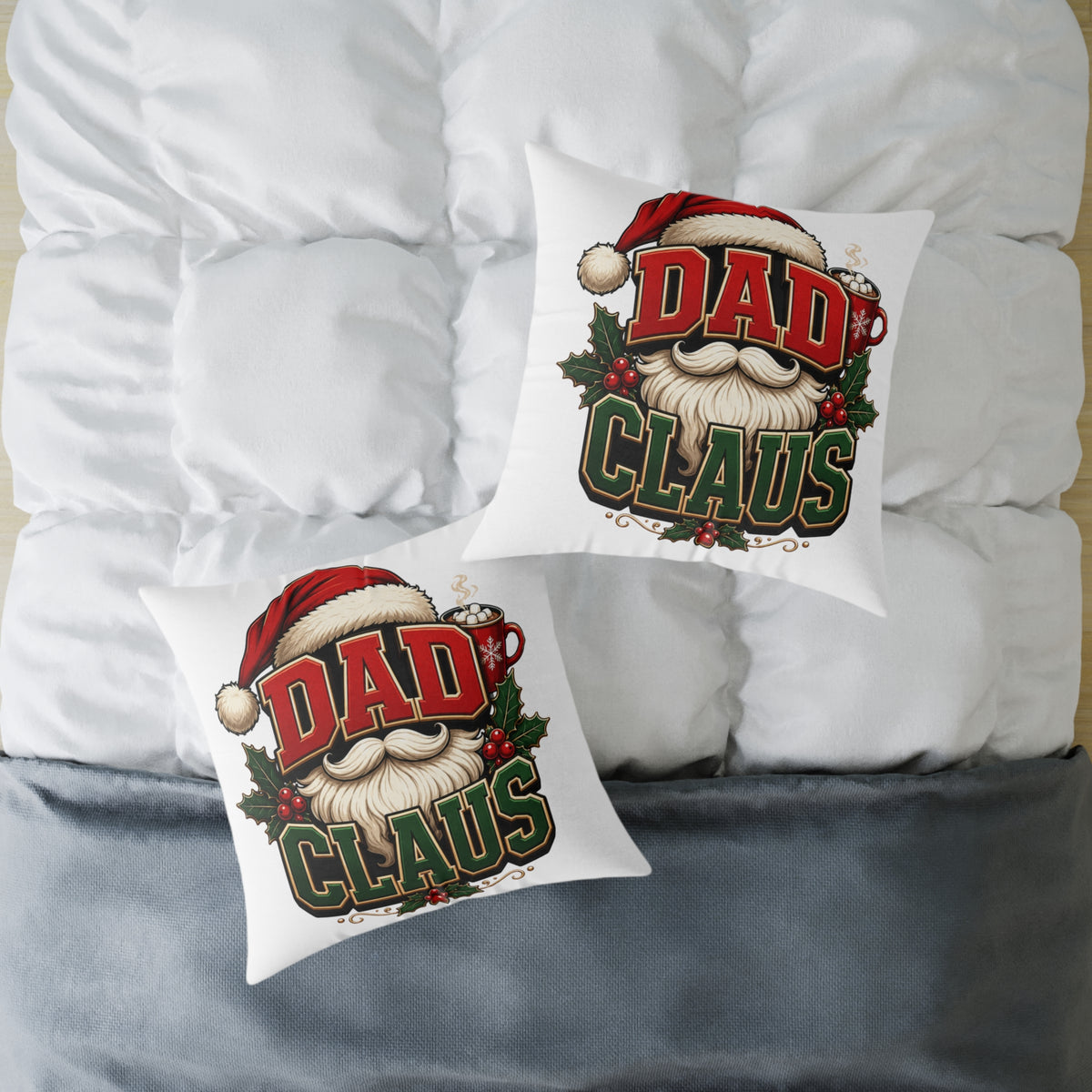 Dad Claus Christmas Pillow - Holiday Santa Dad Decorative Throw Pillow