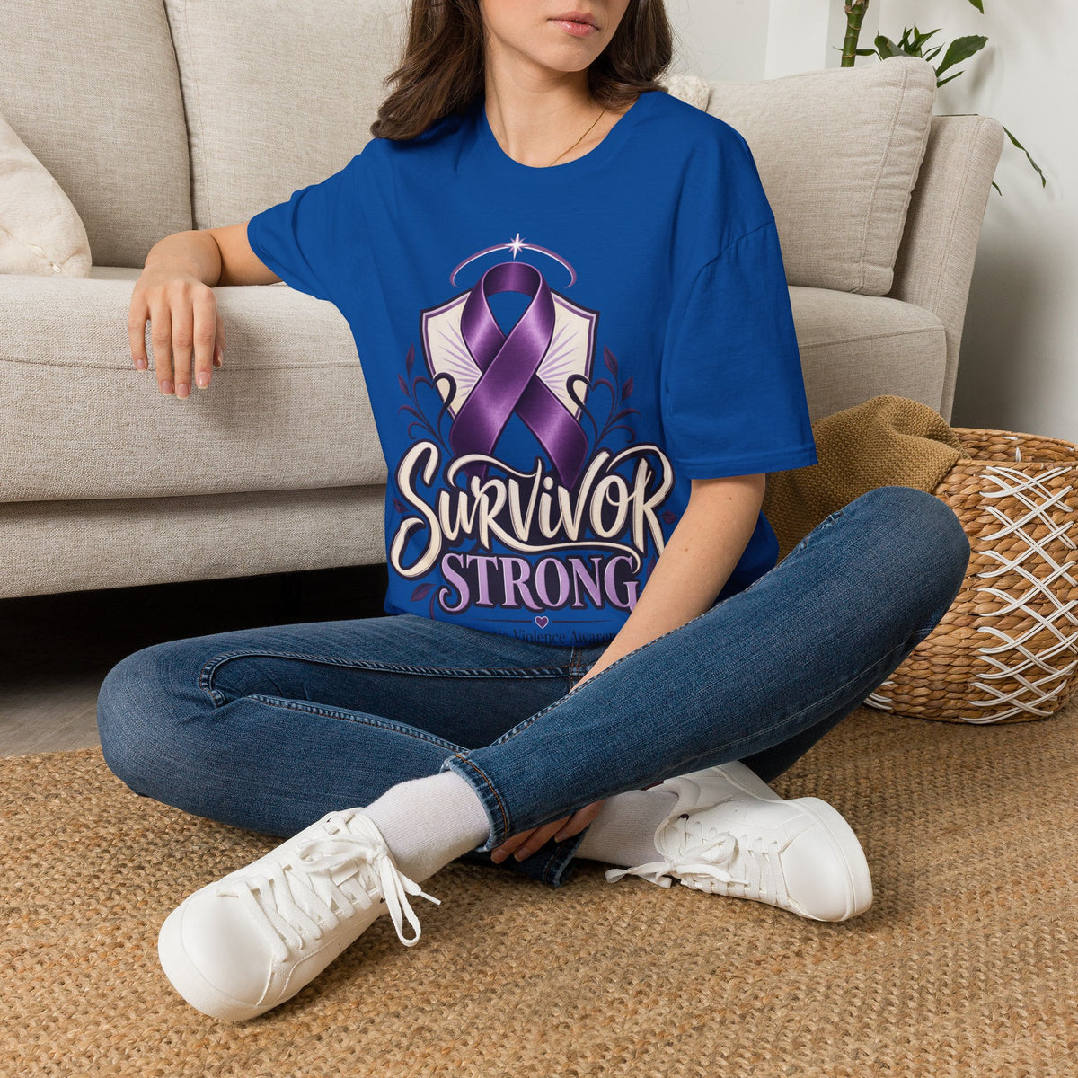 Survivor Strong T-Shirt — Domestic Violence Awareness Purple Ribbon Tee