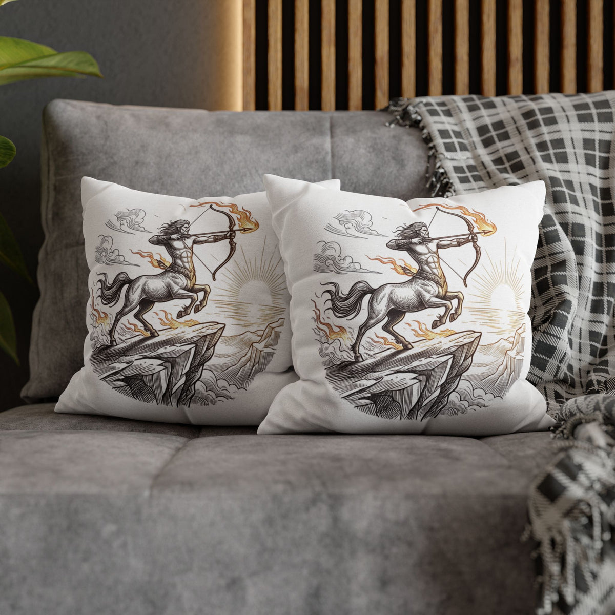 Sagittarius Centaur Archery Throw Pillow - Zodiac Mythology Decorative Pillowcase