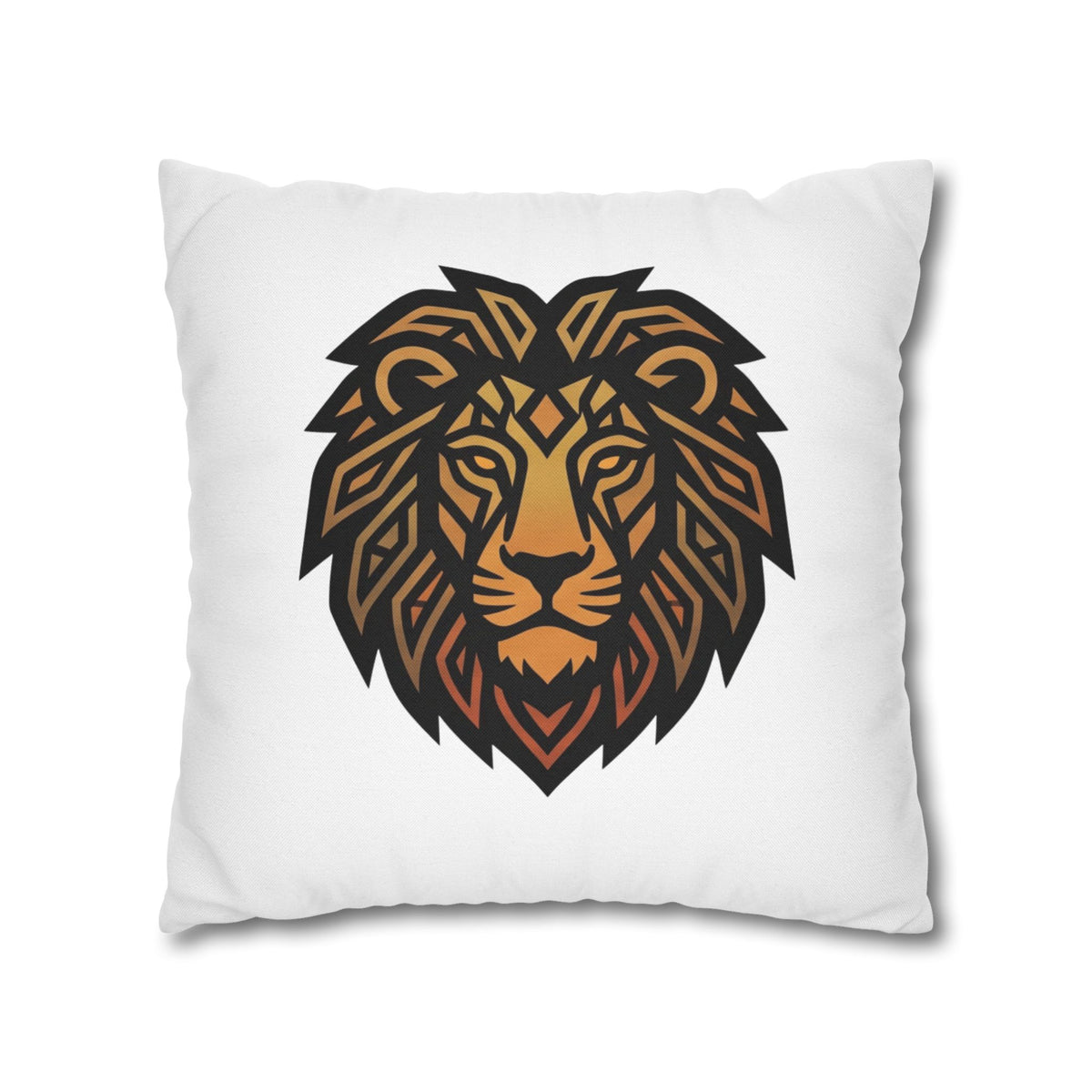 Leo Lion Head Decorative Pillowcase — Geometric Tribal Lion Throw Pillow Cover