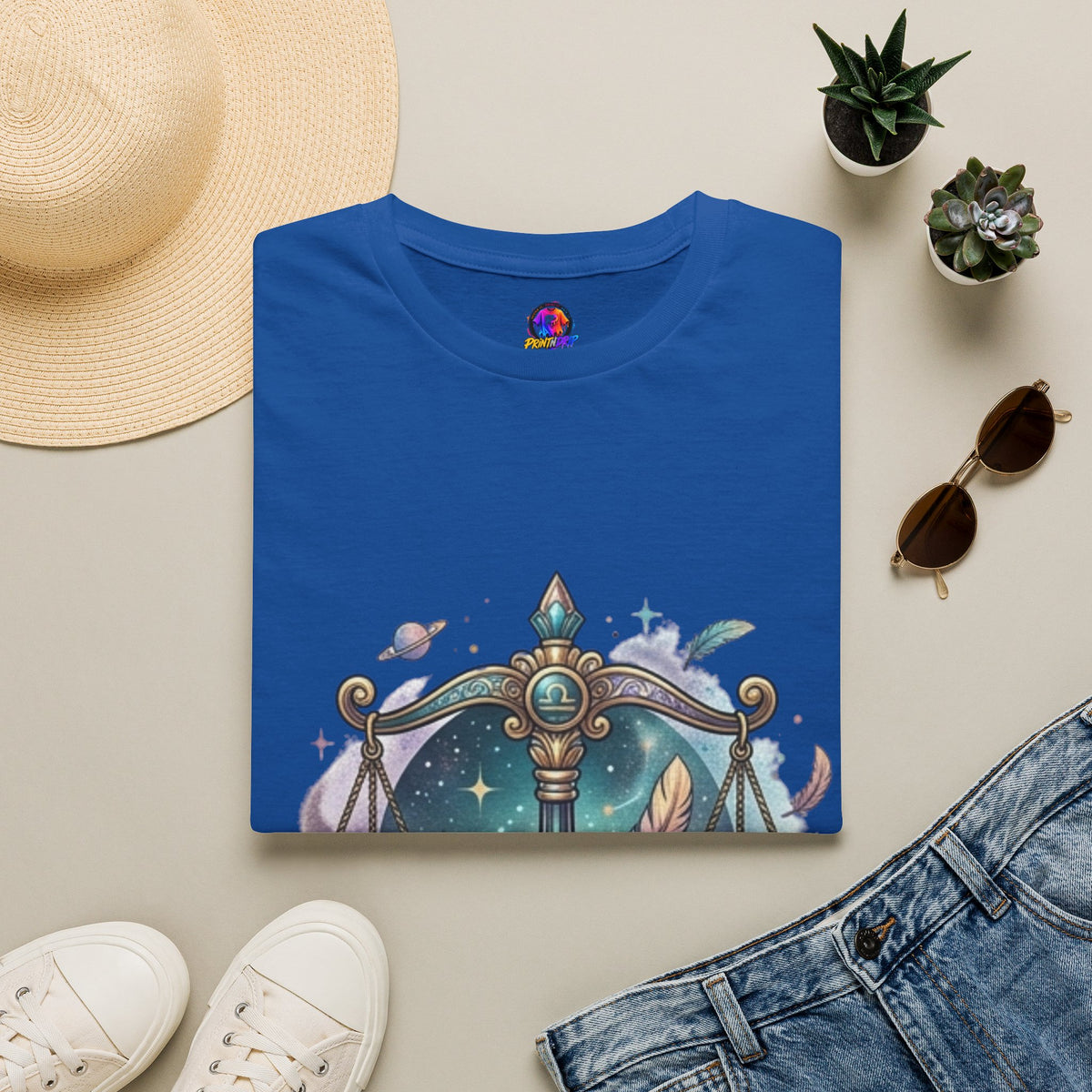 Libra Scales Zodiac T-Shirt — Celestial Astrology Graphic Tee