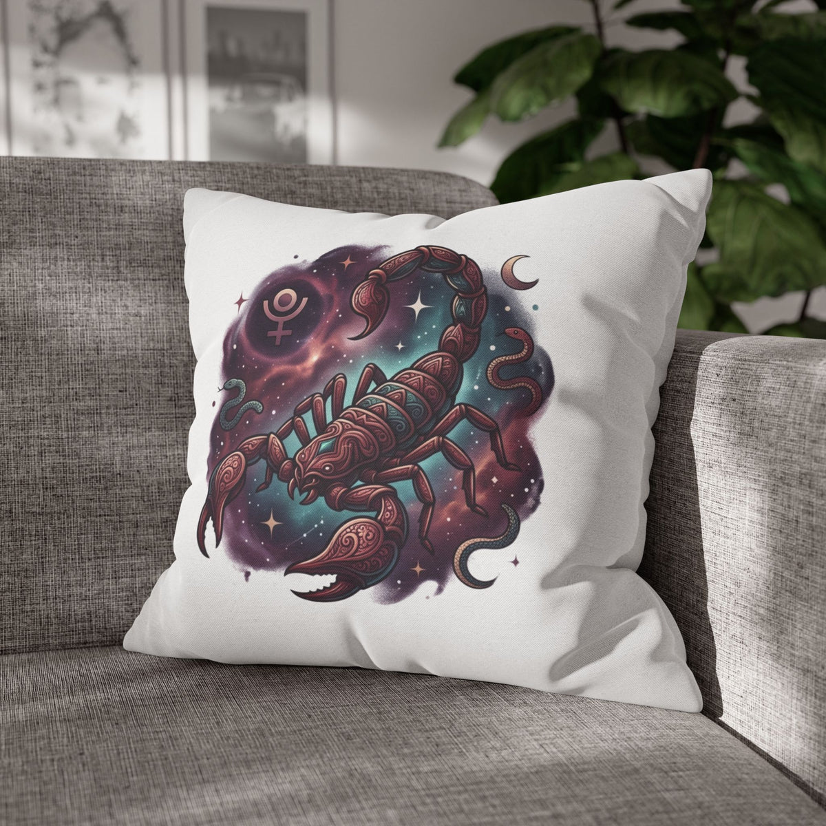 Scorpio Zodiac Scorpion Pillowcase — Astrological Night Sky Throw Pillow