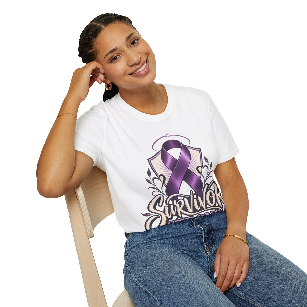 Survivor Strong T-Shirt — Domestic Violence Awareness Purple Ribbon Tee