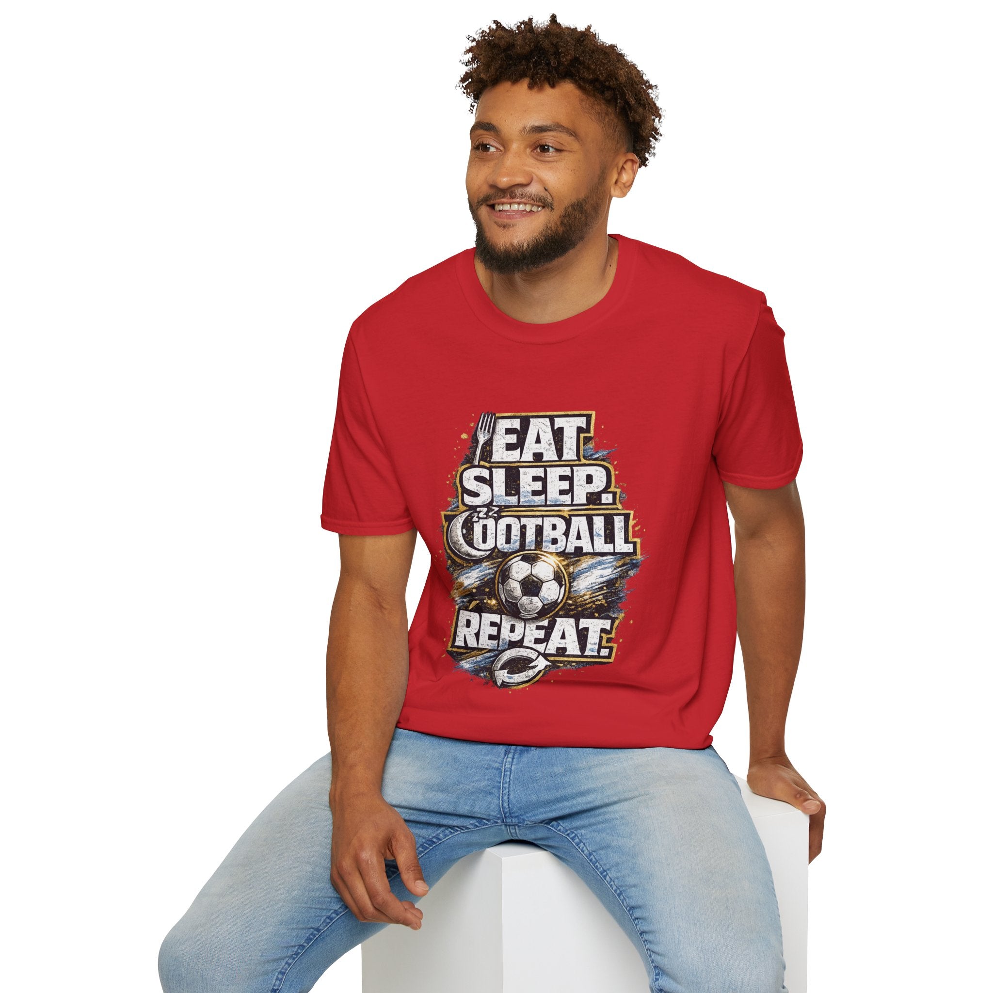 Football 'Eat Sleep Football Repeat' T-Shirt — Vintage Soccer Fan Tee
