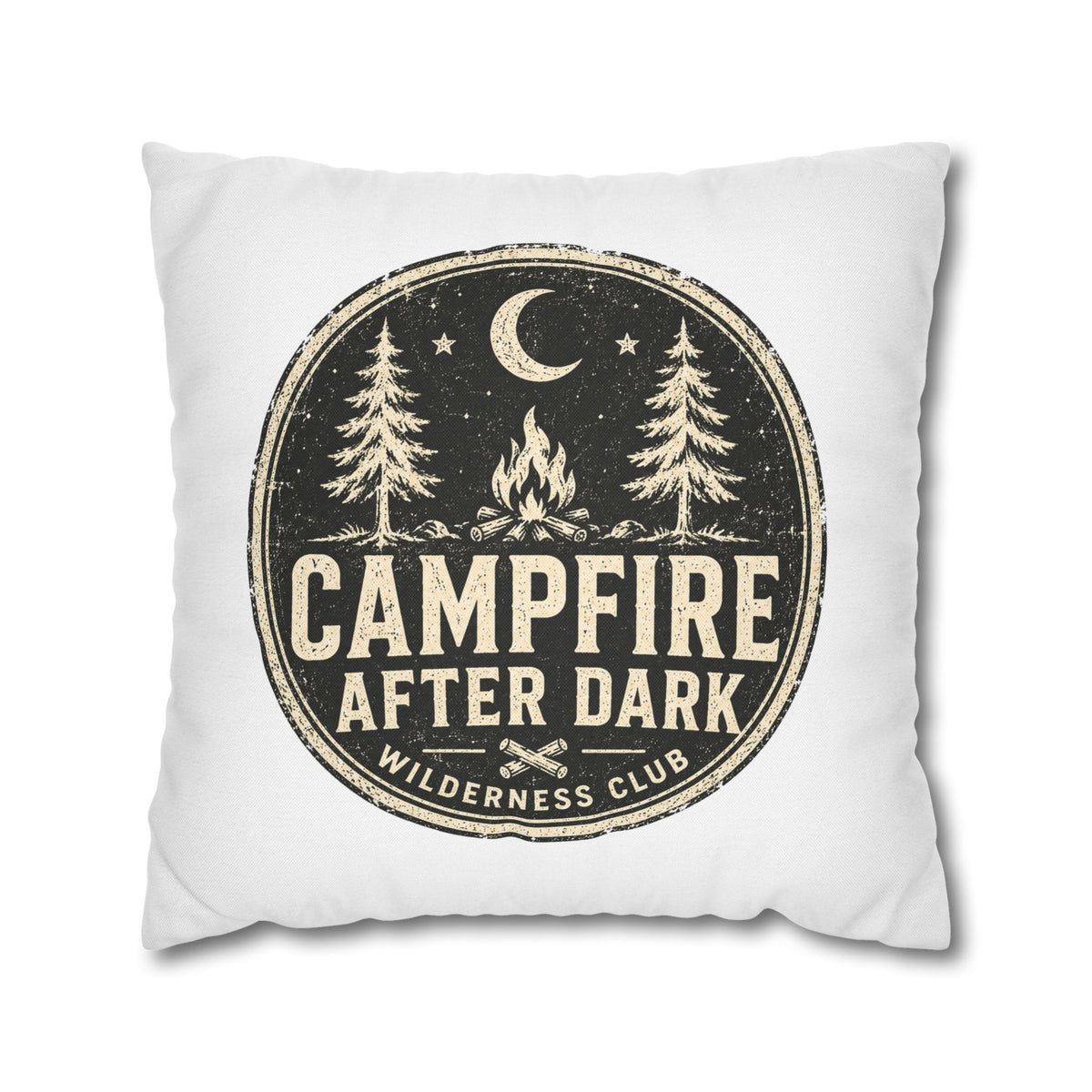Campfire After Dark Decorative Pillowcase Milo Bailey Dog Dad Mom — Wilderness Camping Accent