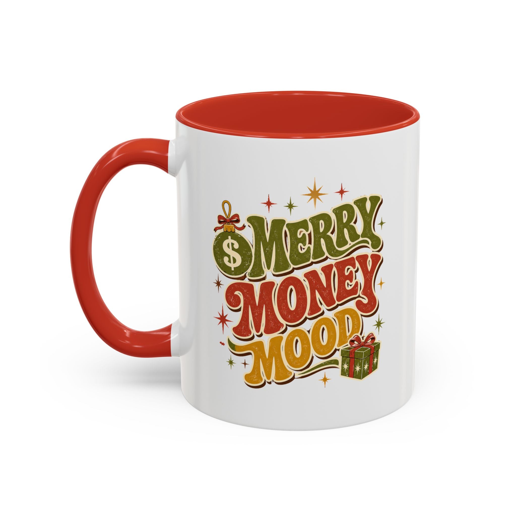 Modern Day Christmas Merry Money Mood Coffee Mug – Holiday Retro Gift Mug