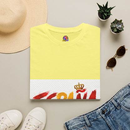Spain  Graphic T-Shirt — Spanish Flag Brushstroke Design with Crown
