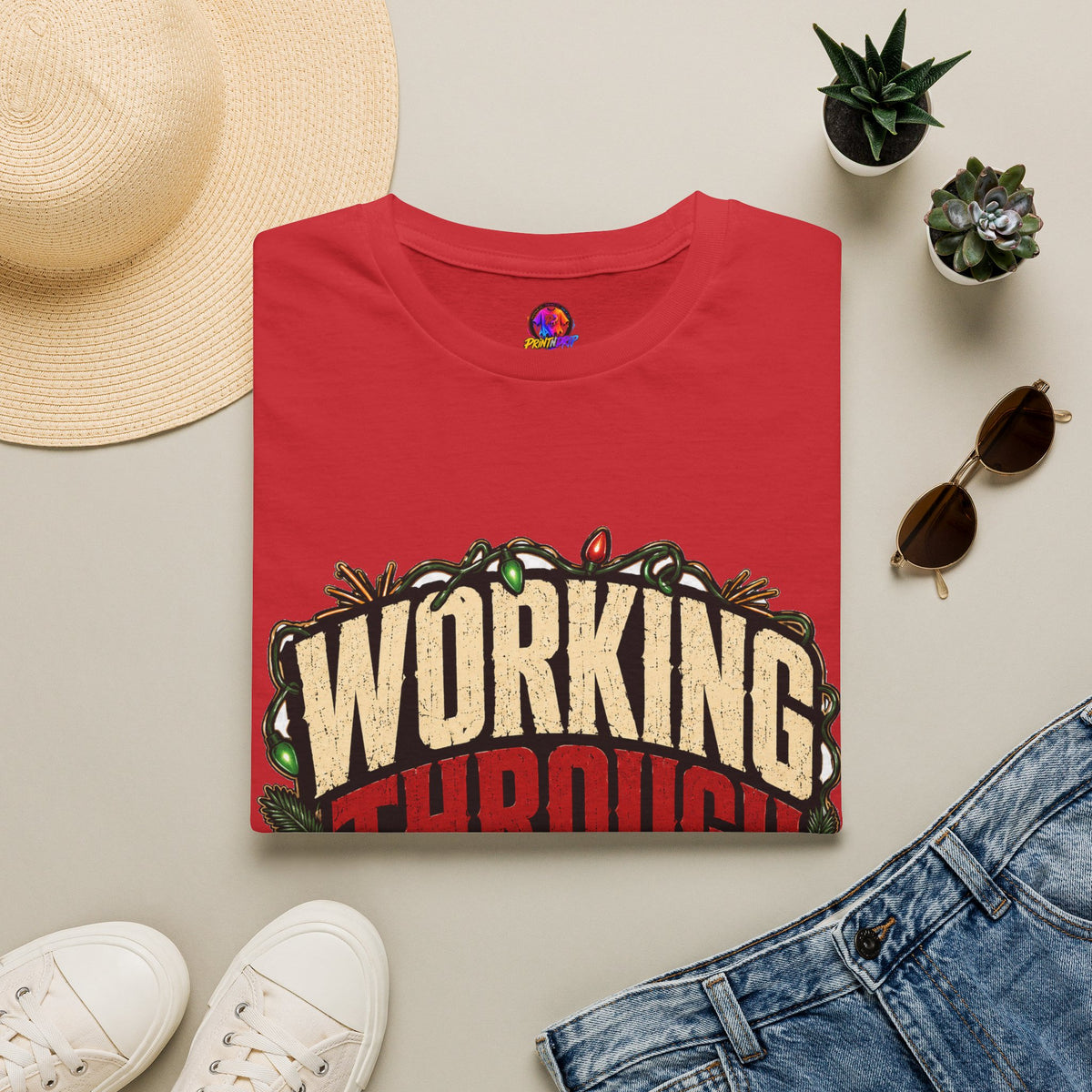 Working Through Christmas T-Shirt — Funny Holiday Nurse/Worker Gift
