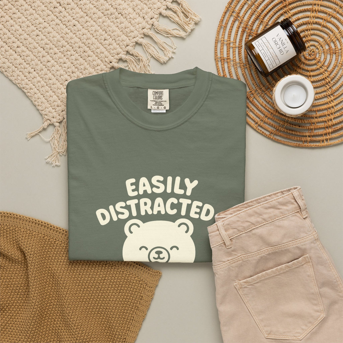 Hot Cocoa Bear T-Shirt — "Easily Distracted" Cute Winter Graphic Tee - Trending Now - October 2026