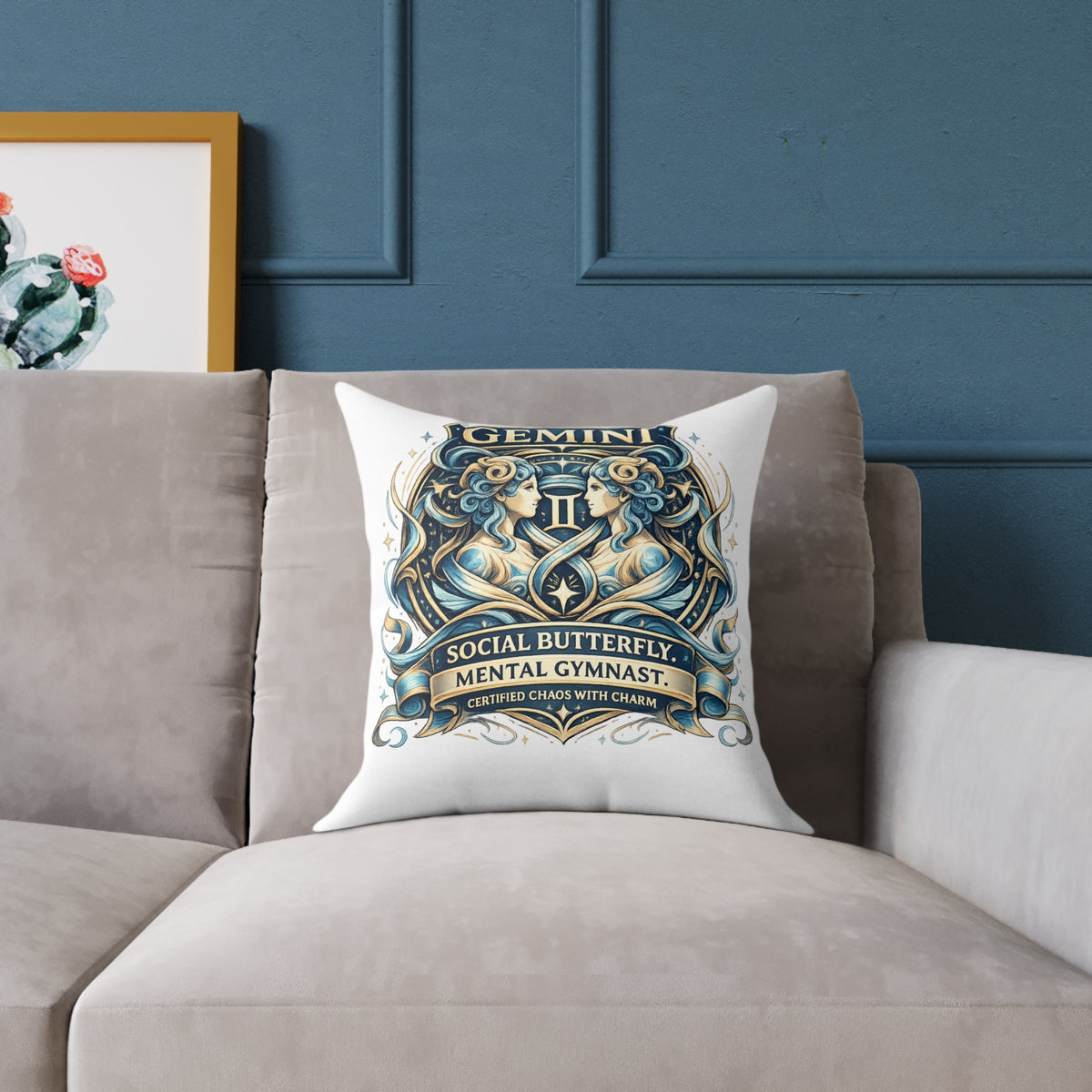 Gemini Zodiac Social Butterfly Square Poly Canvas Pillow