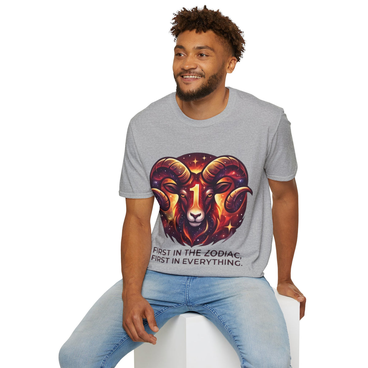 Aries Zodiac Ram Graphic T-Shirt — 'First in the Zodiac' Astrology Tee
