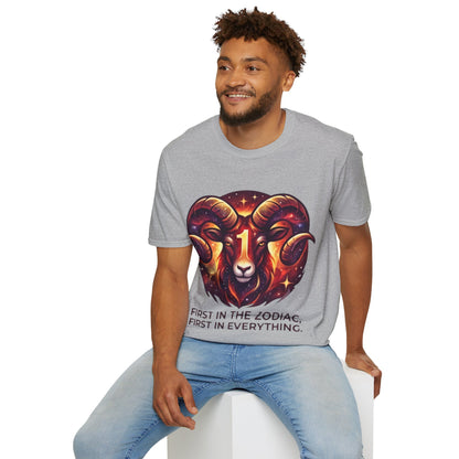 Aries Zodiac Ram Graphic T-Shirt — 'First in the Zodiac' Astrology Tee