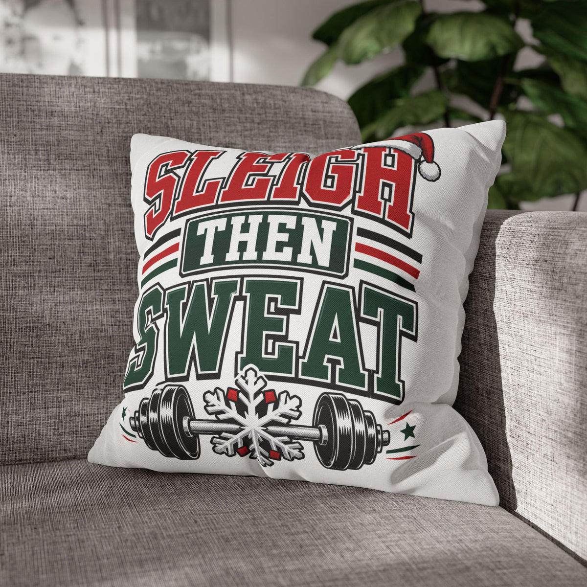 Sleigh Then Sweat Holiday Gym Pillowcase Modern Day Christmas