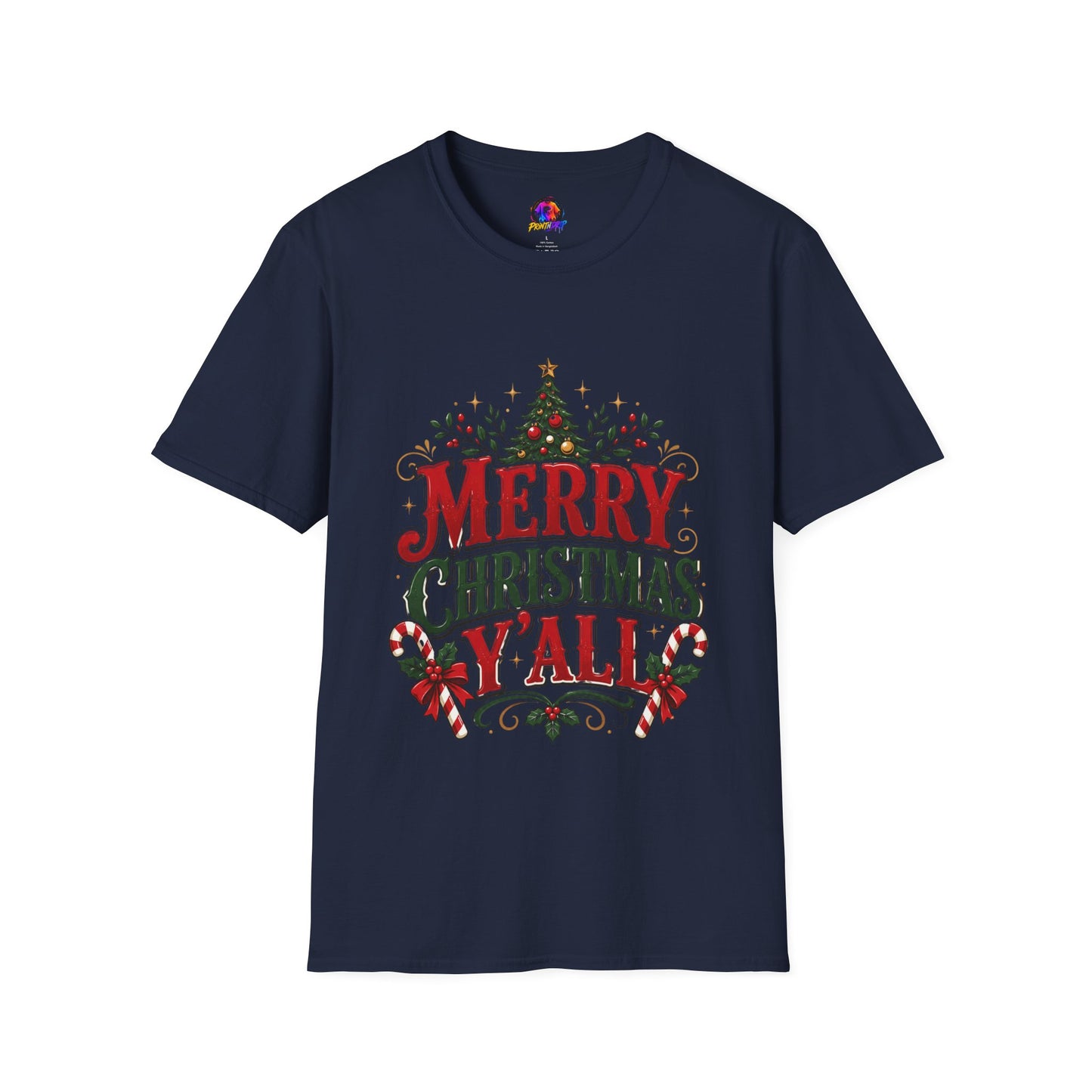 Merry Christmas Y'all T-Shirt — Festive Holiday Tree Tee
