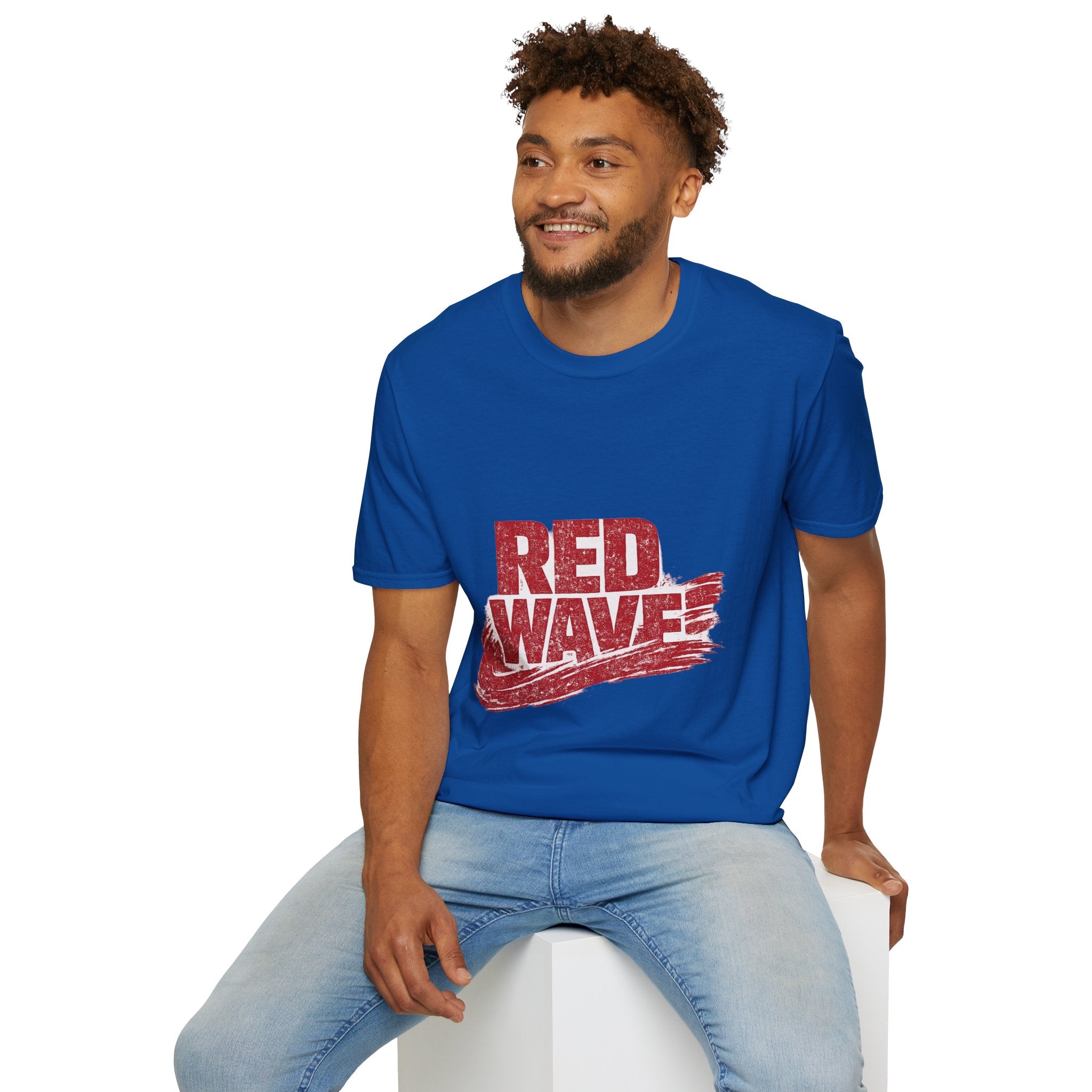 South Korea Red Wave Graphic T‑Shirt — Vintage Distressed Logo Tee