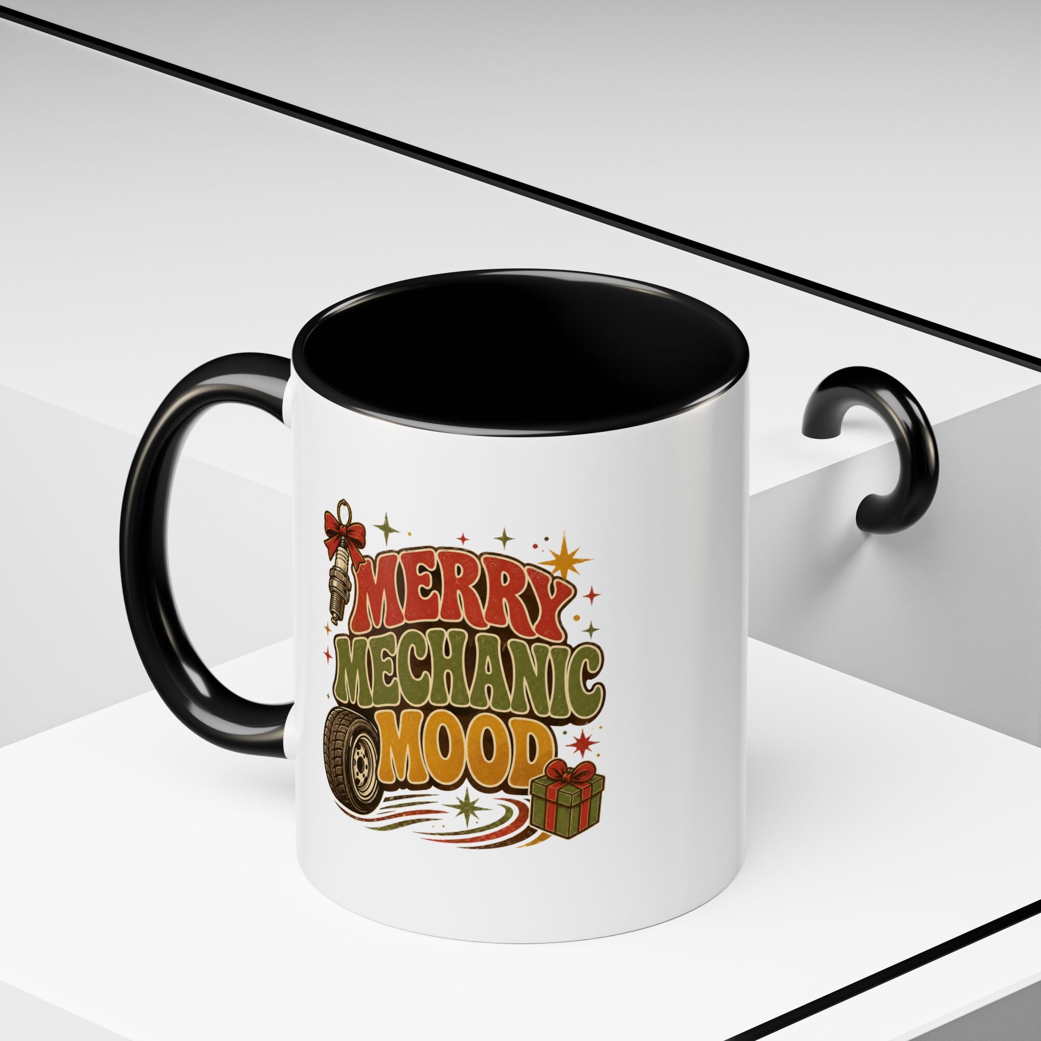 Modern Day Christmas Merry Mechanic Mood Coffee Mug — Holiday Auto Mechanic Gift