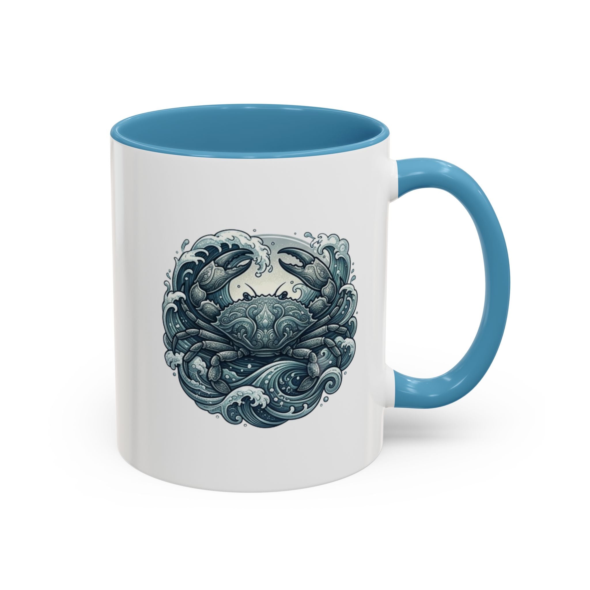 Crab Wave Accent Coffee Mug — Nautical Ocean Art