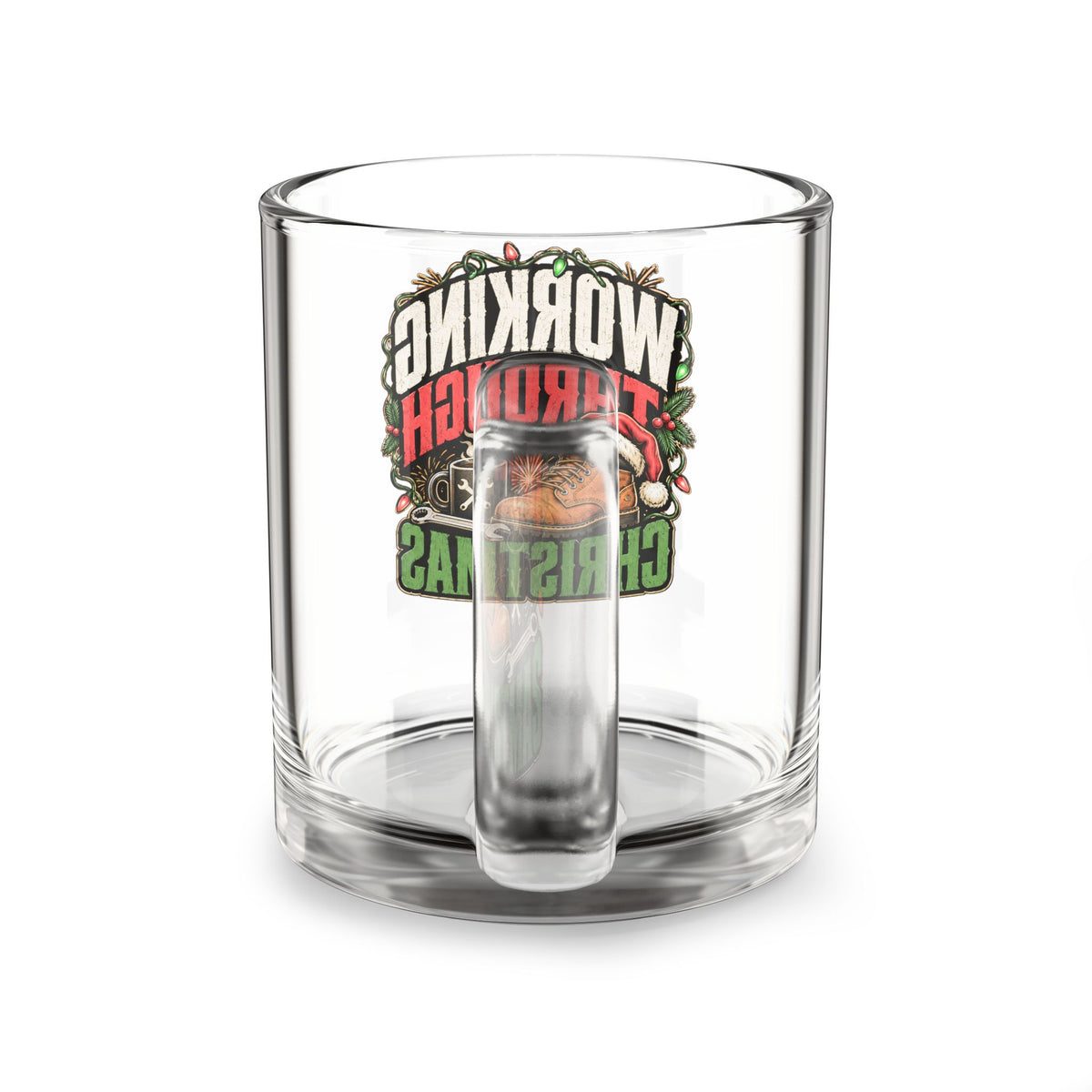 Modern Day Christmas Glass Mug  10oz Working Through Christmas Glass Mug - 10oz Holiday Coffee Cup for Night Shift & Busy Workers