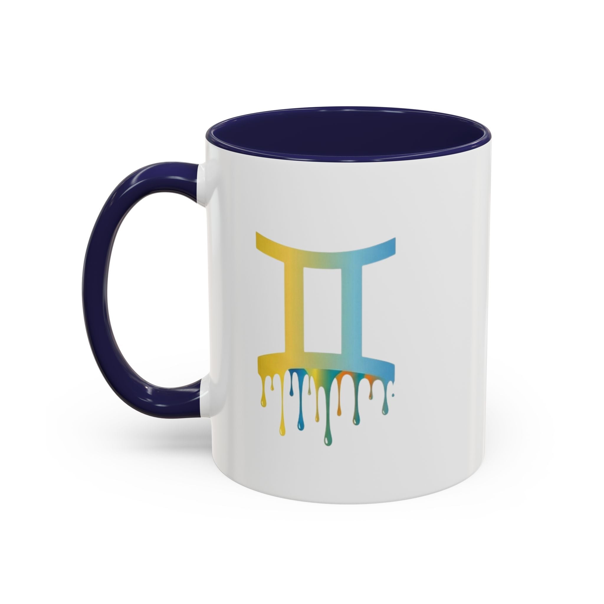 Gemini Zodiac Coffee Mug - Dripping Rainbow Gemini Symbol Accent Mug