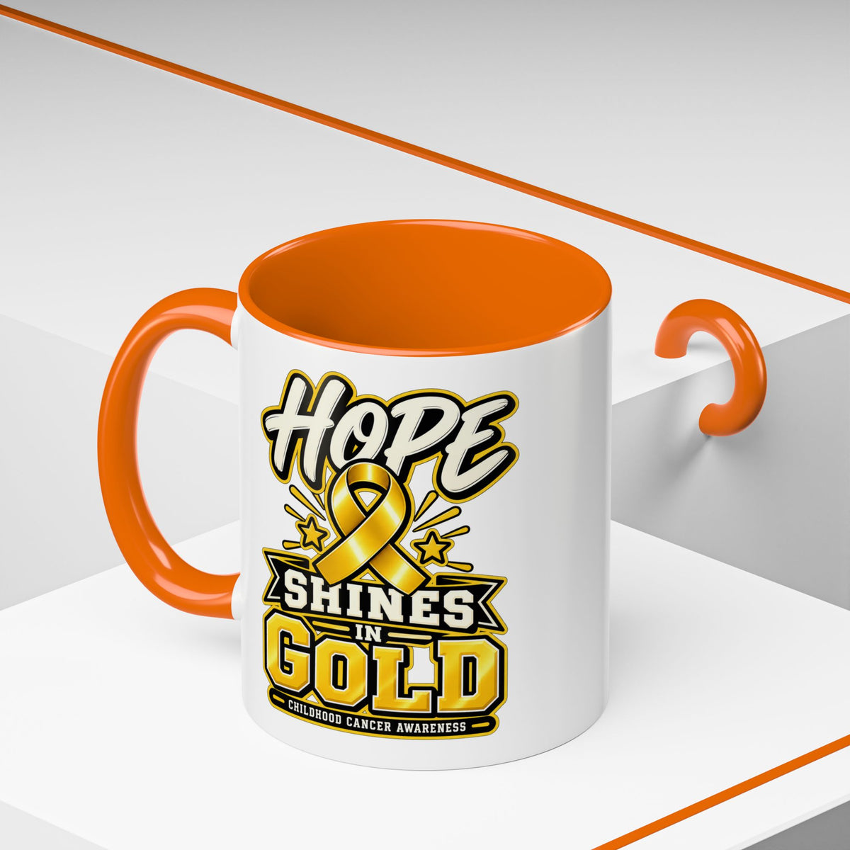 Hope Shines in Gold Coffee Mug — Childhood Cancer Awareness Accent Mug