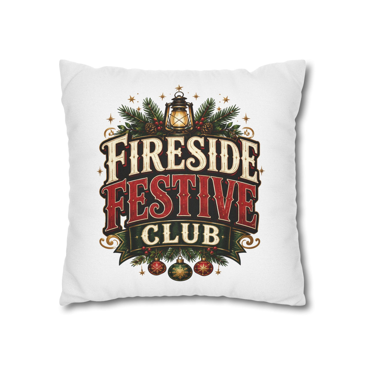 Christmas Fireside Festive Club Holiday Throw Pillowcase