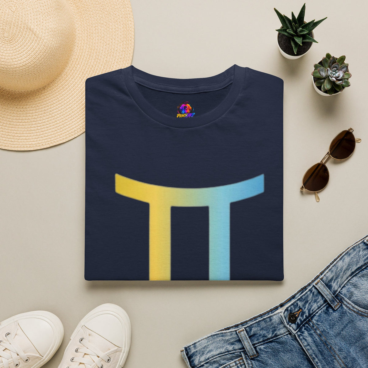 Gemini Drip Zodiac T-Shirt — Rainbow Gemini Symbol Tee