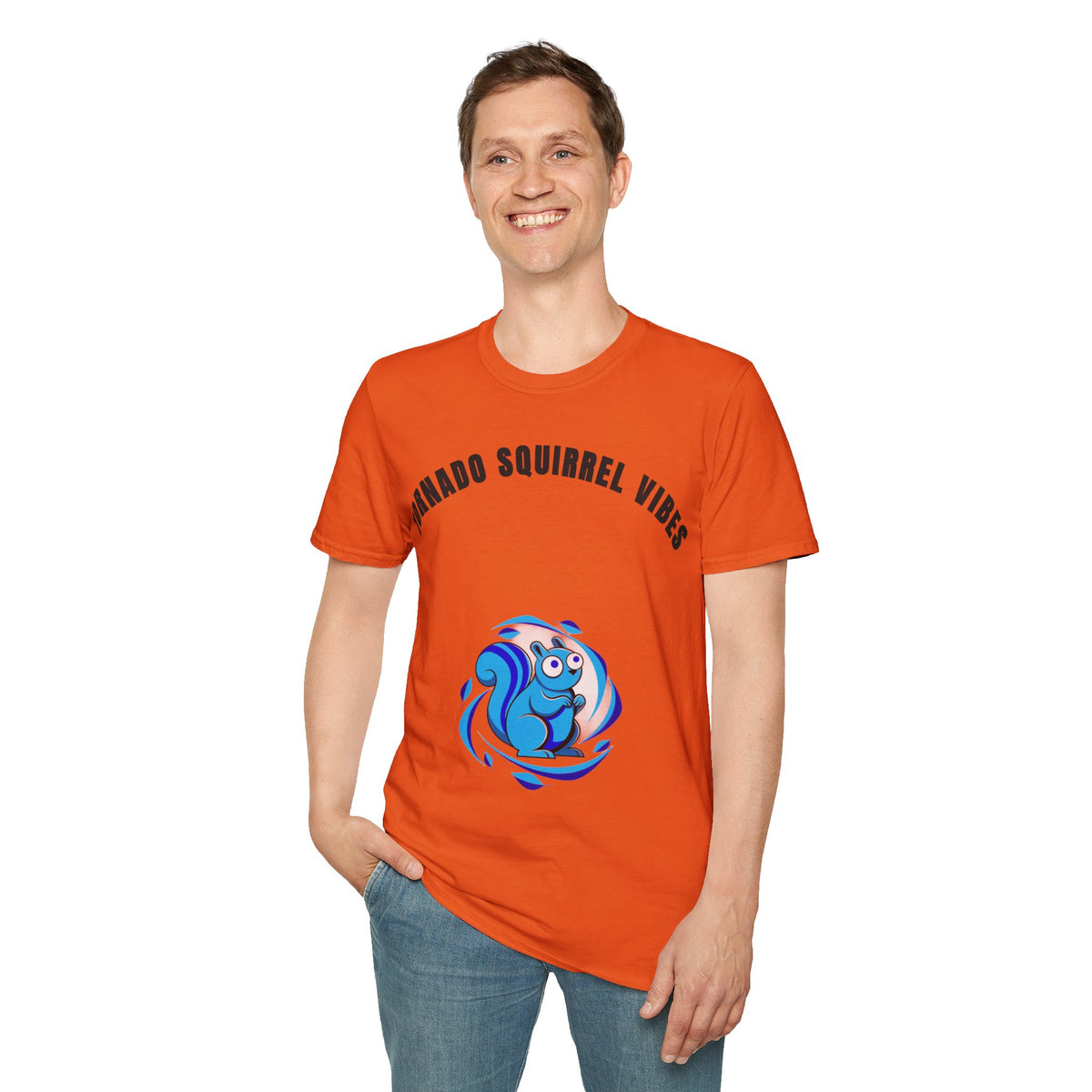 T-Shirt — "Tornado Squirrel Vibes" Graphic Tee | Cute Whimsical Squirrel Swirl Design - Trending Now - September 2026