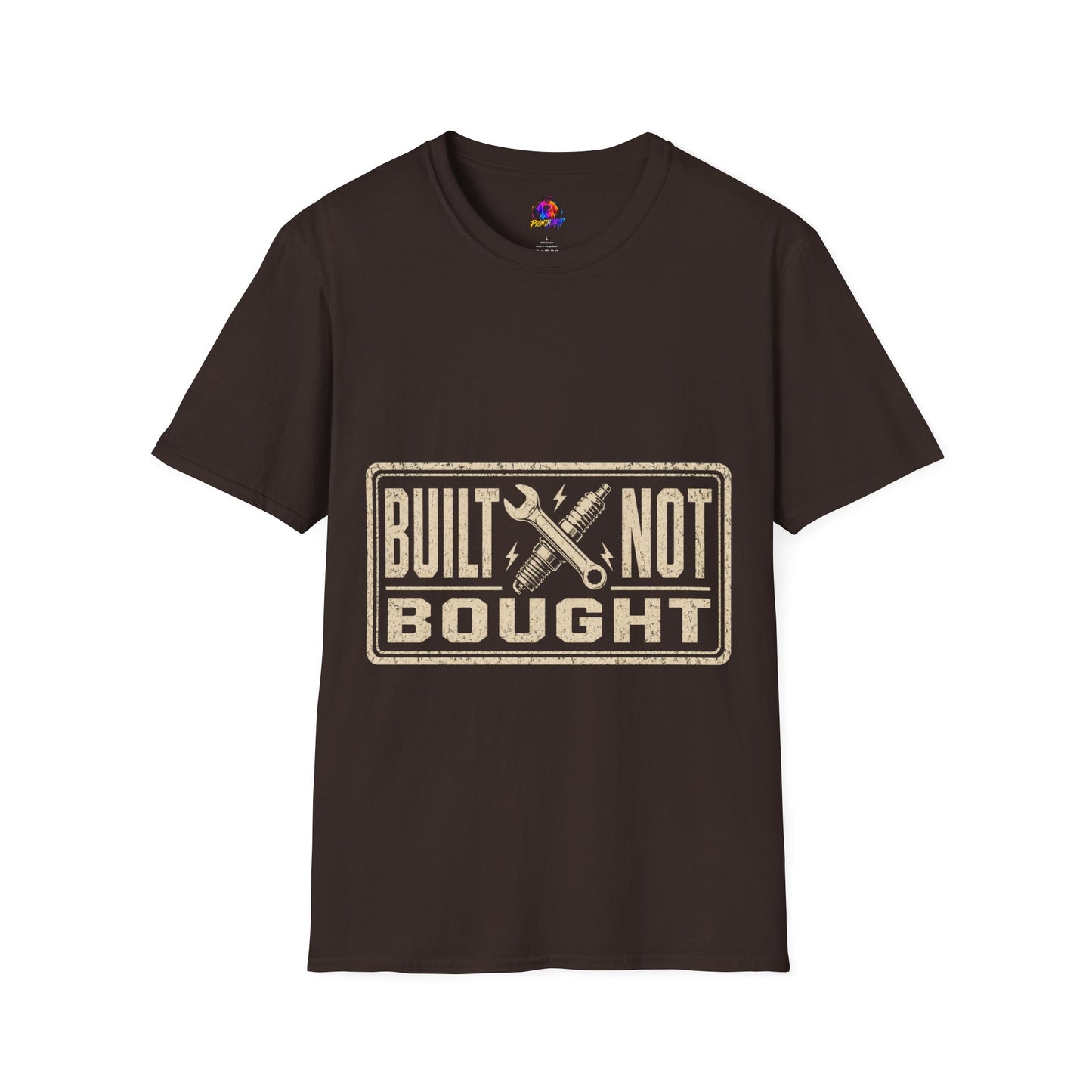 Built Not Bought T-Shirt — Vintage Mechanic Workwear Tee