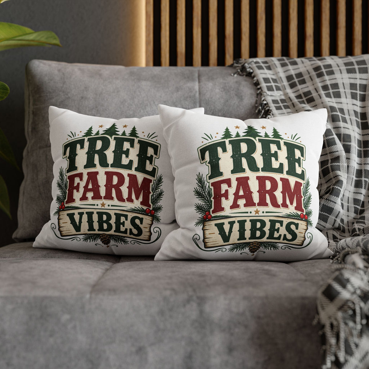 Christmas Pillowcase Tree Farm Vibes Holiday Pillow