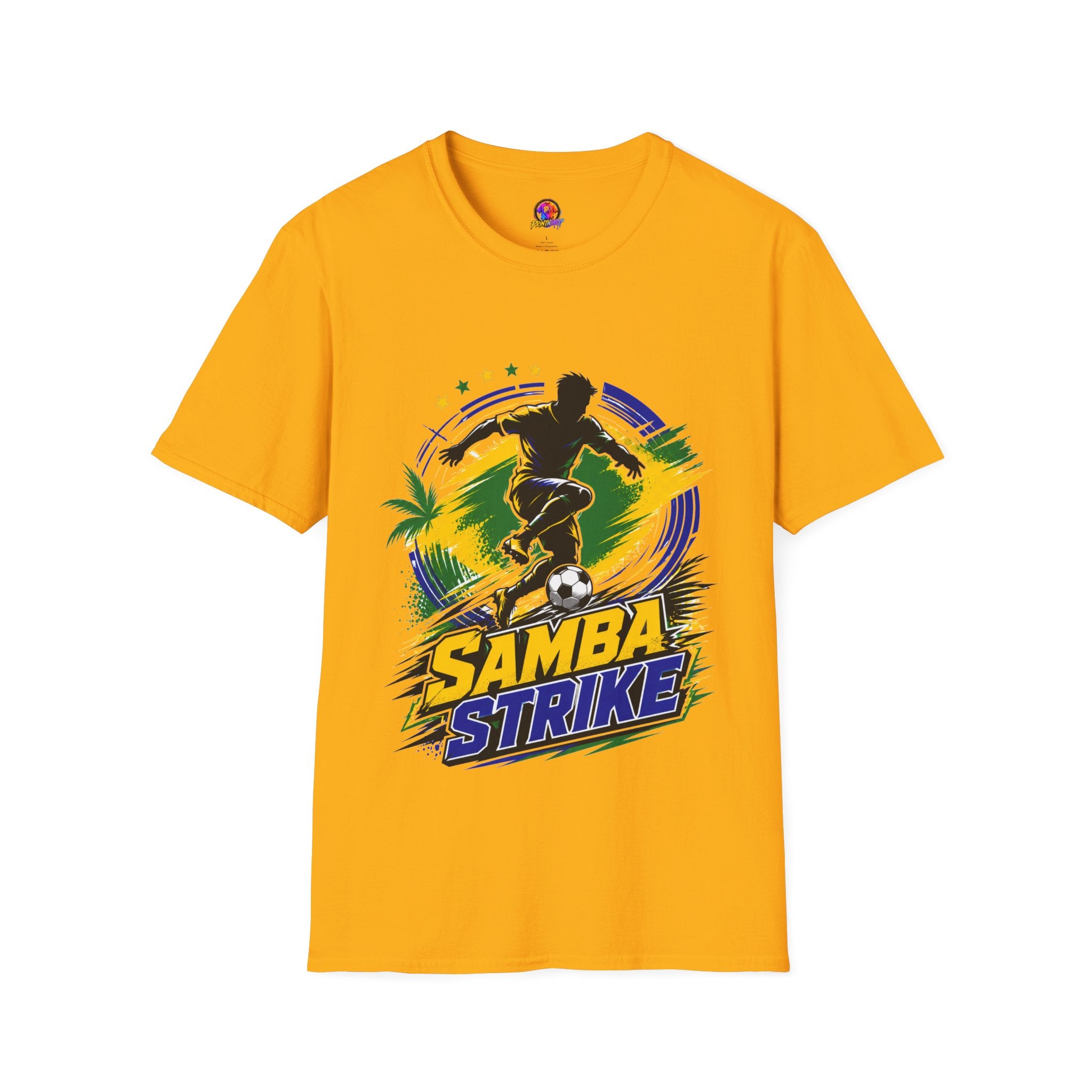 Brazil  Samba Strike Soccer T-Shirt — Brazilian Football Player Graphic Tee