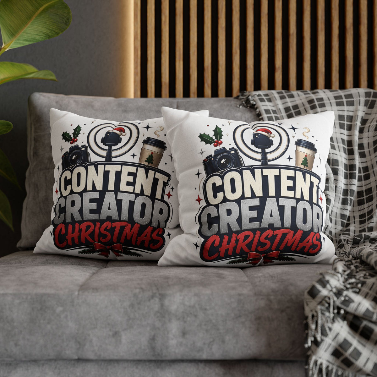 Content Creator Christmas Pillowcase Modern Day Christmas  — Holiday Social Media Creator Gift