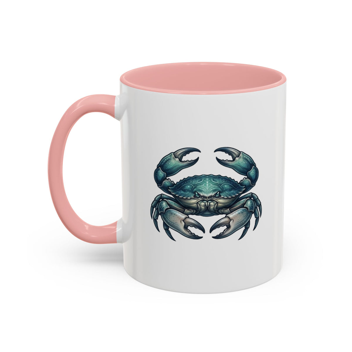 Cancer Zodiac Blue Crab Accent Coffee Mug — Nautical Beach Home Decor Gift