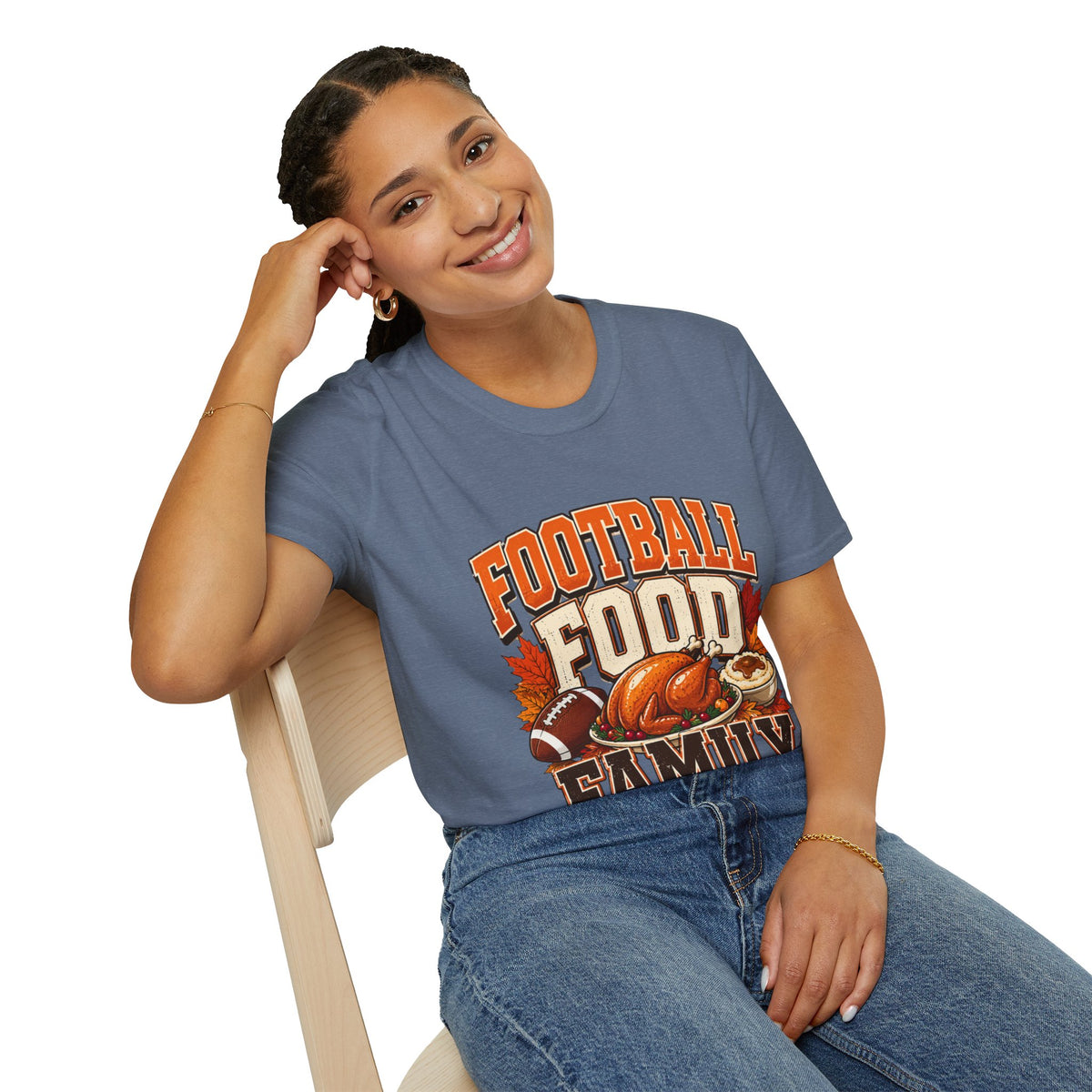 Thanksgiving T-Shirt Football Food Family T-Shirt — Thanksgiving Tailgate Tee for Fans
