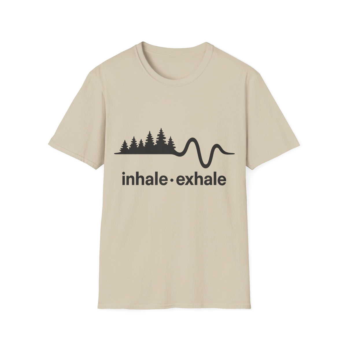 "Inhale Exhale" Mountain Pulse Graphic Tee - Minimalist Breathe Yoga Mindfulness White T-Shirt - Trending Now - September 2026