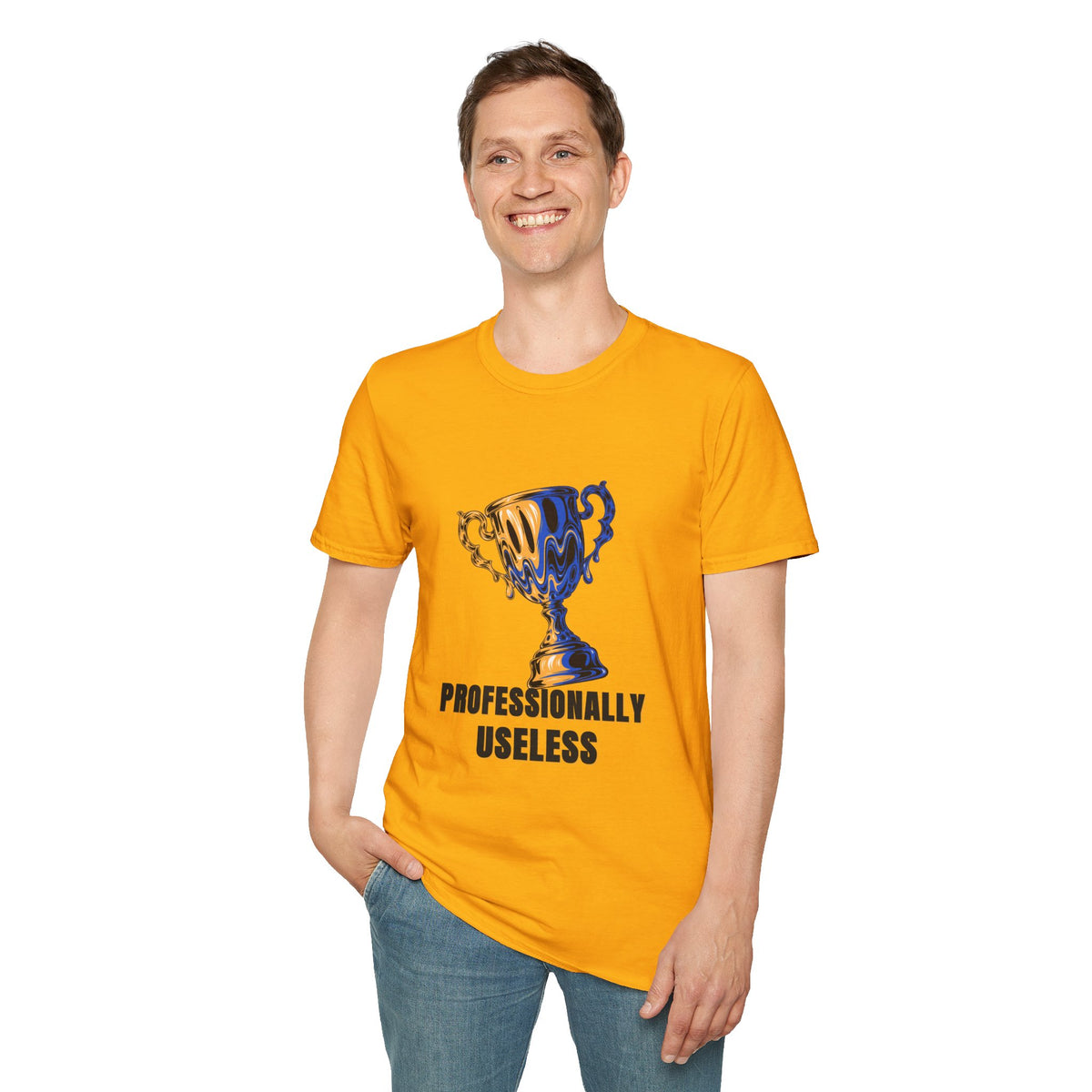 Professionally Useless T-Shirt — Retro Melting Trophy Graphic Tee - Trending Now - August 2026