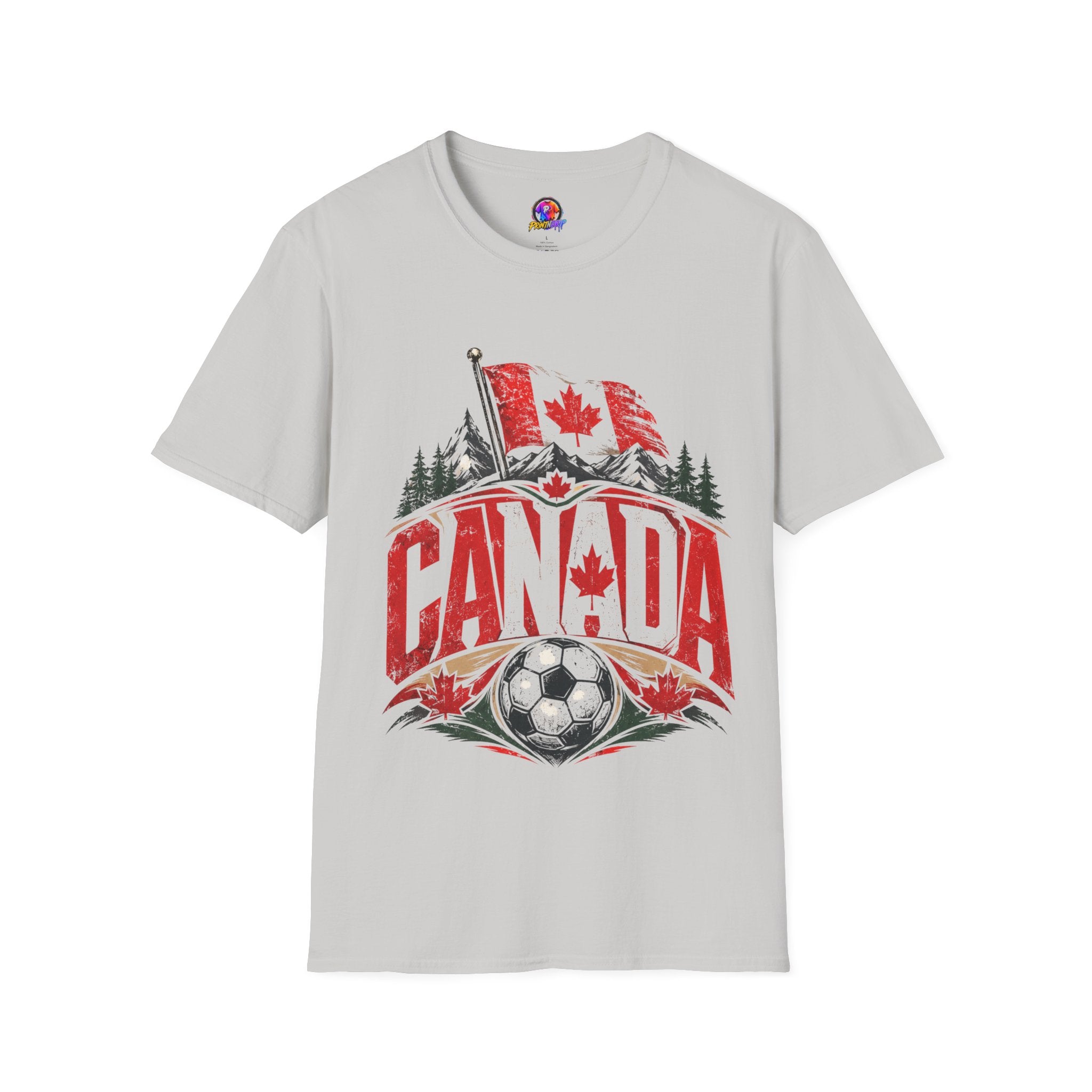 Canada Soccer T‑Shirt — Canadian Flag & Maple Leaf Crest