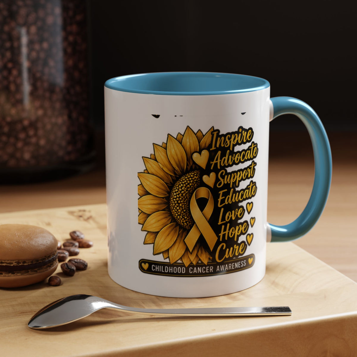 Childhood Cancer Awareness Sunflower Accent Coffee Mug (11/15oz)