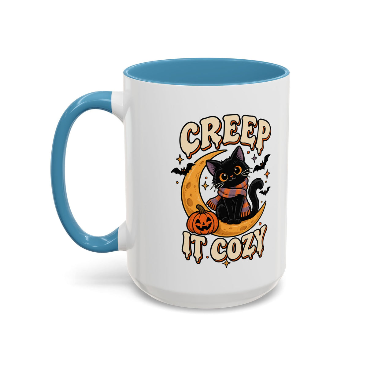 Creepy It Cozy Black Cat Halloween Accent Coffee Mug (11/15oz)