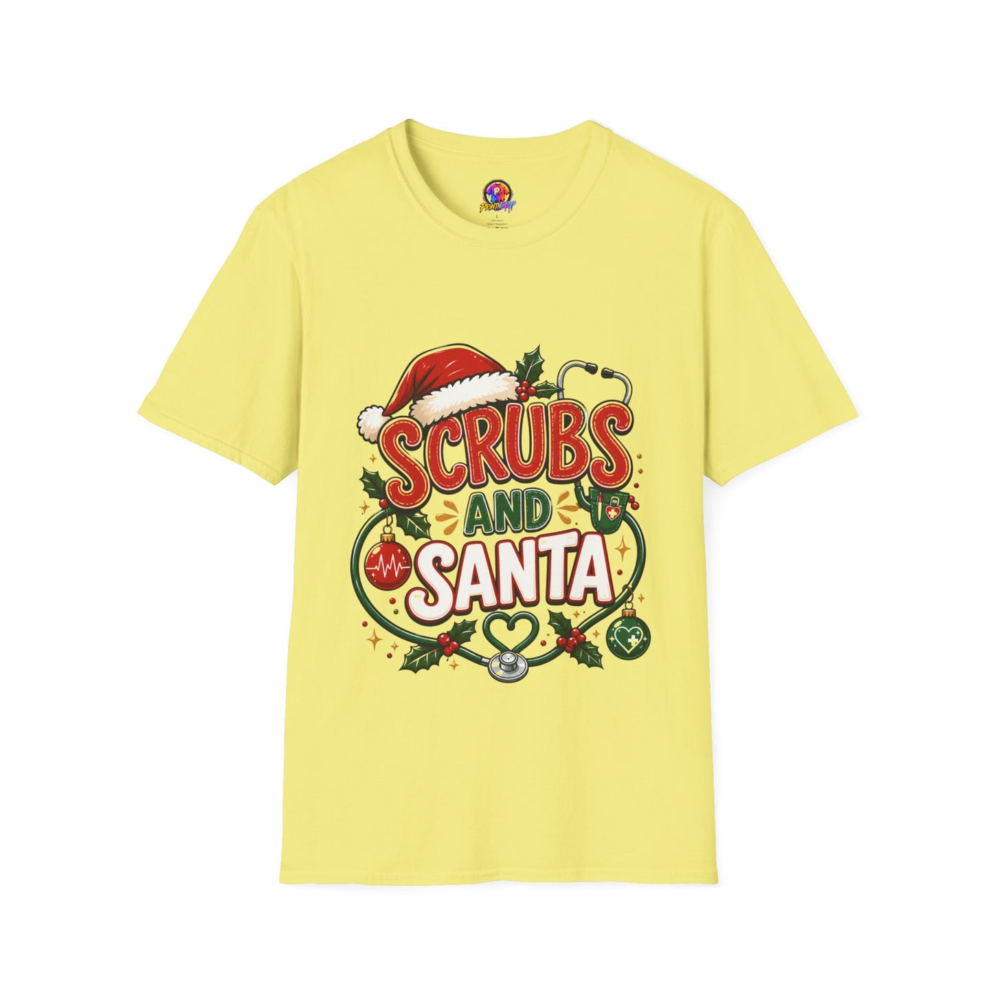 Scrubs and Santa Christmas Tee — Funny Nurse Holiday T-Shirt