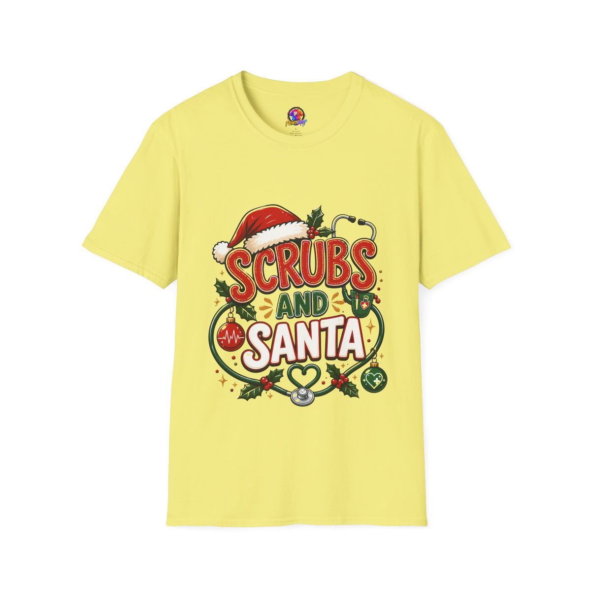 Scrubs and Santa Christmas Tee — Funny Nurse Holiday T-Shirt