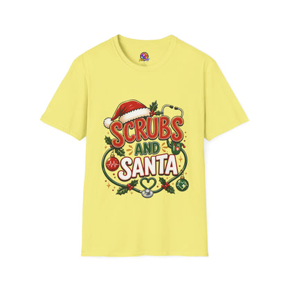 Scrubs and Santa Christmas Tee — Funny Nurse Holiday T-Shirt