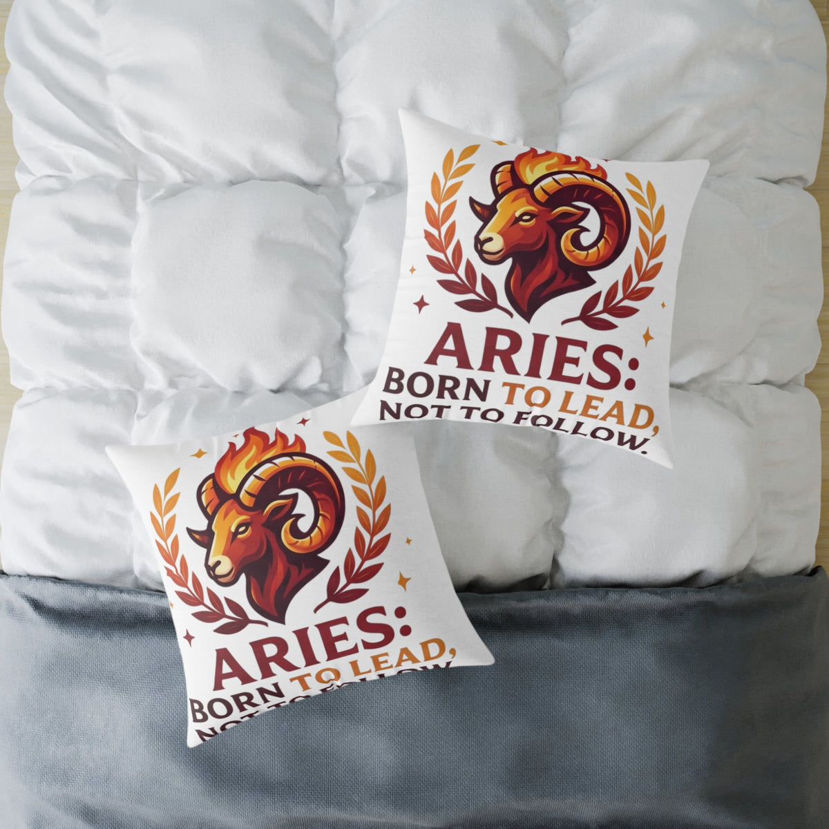 Aries Zodiac Pillow Born To Lead Not To Follow Square Poly Canvas Pillow