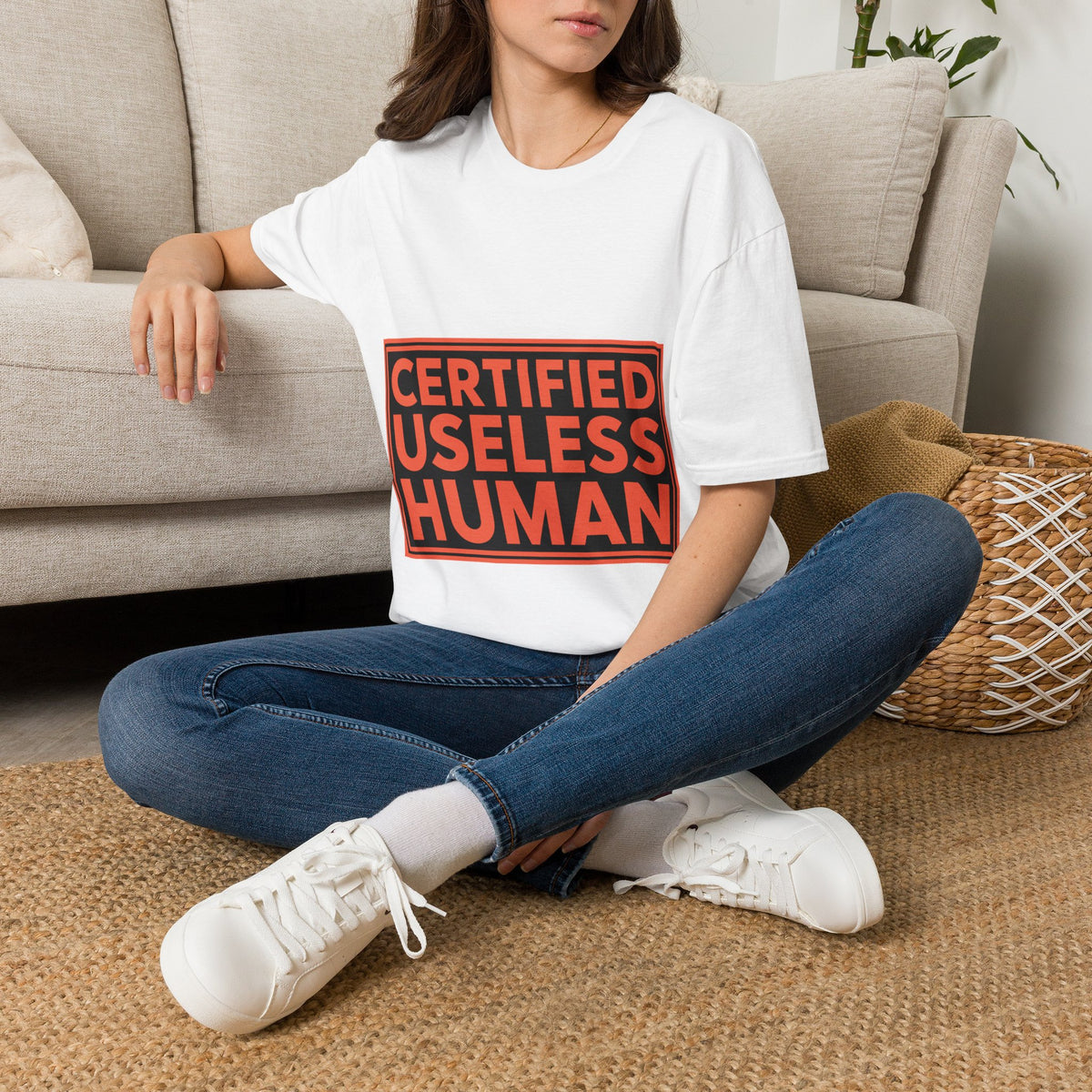 "Certified Useless Human" Red Box Tee | Sarcastic Warning Label T-Shirt - Trending Now - September 2026