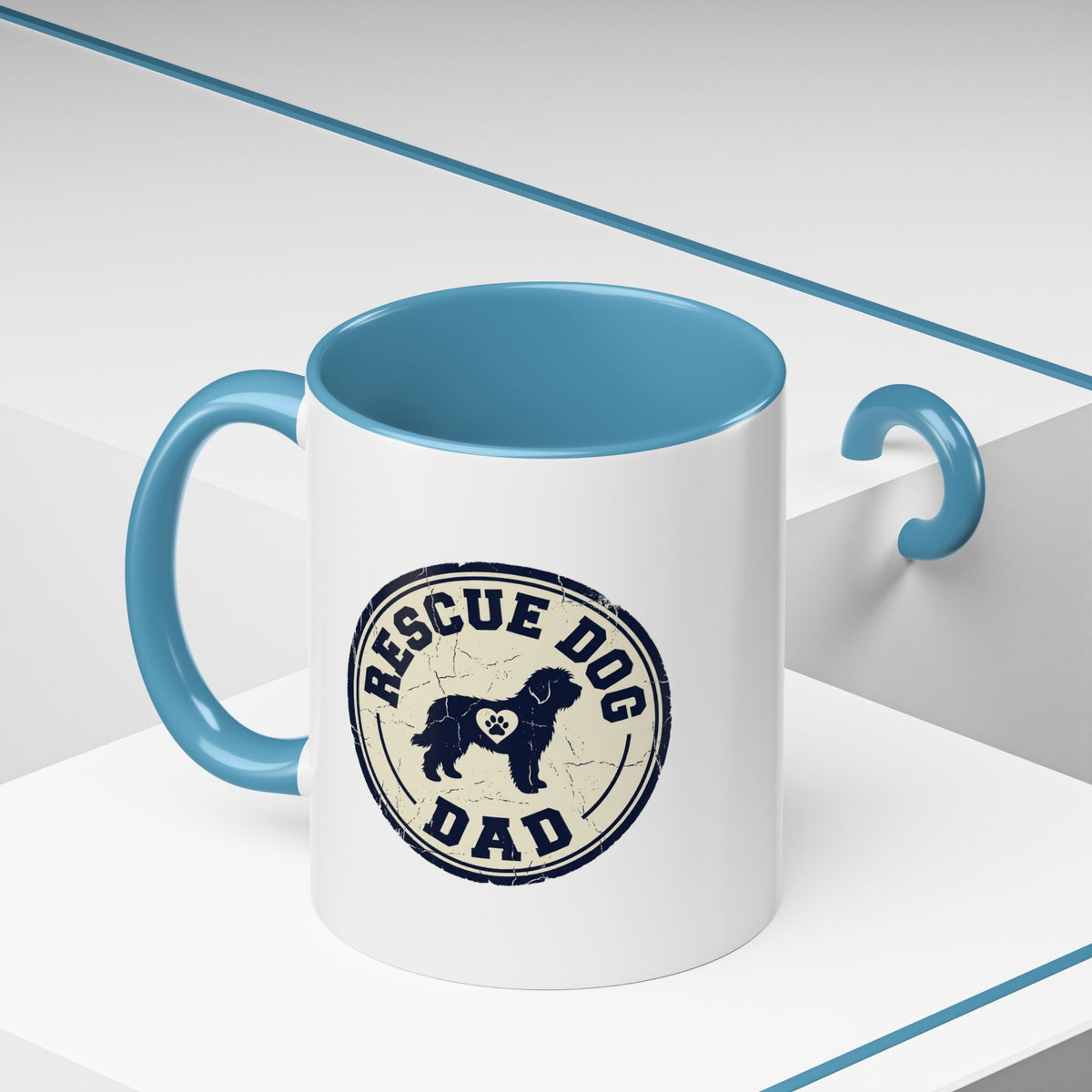 Funny Rescue Dog Dad Accent Coffee Mug — Vintage Rescue Dog Gift