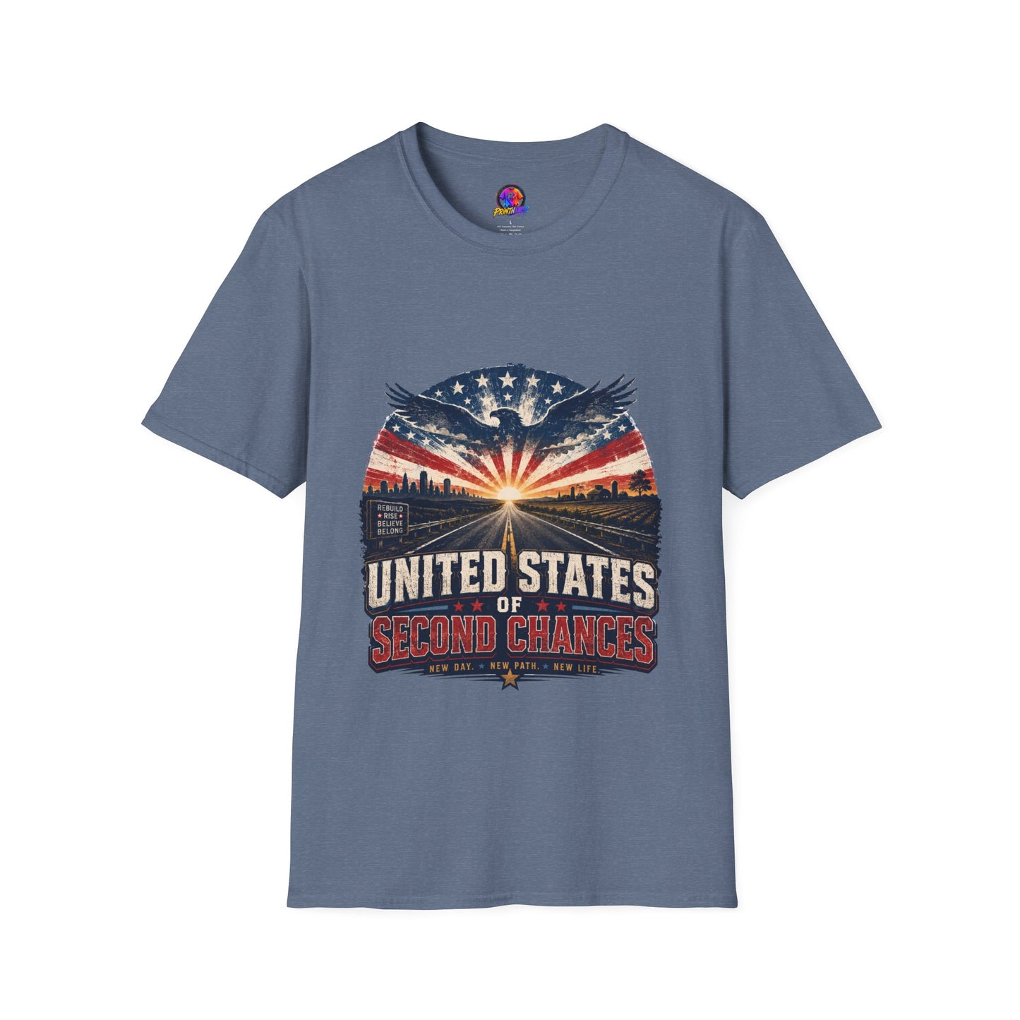 Patriotic Eagle T-Shirt — United States Skyline Vintage Flag Design