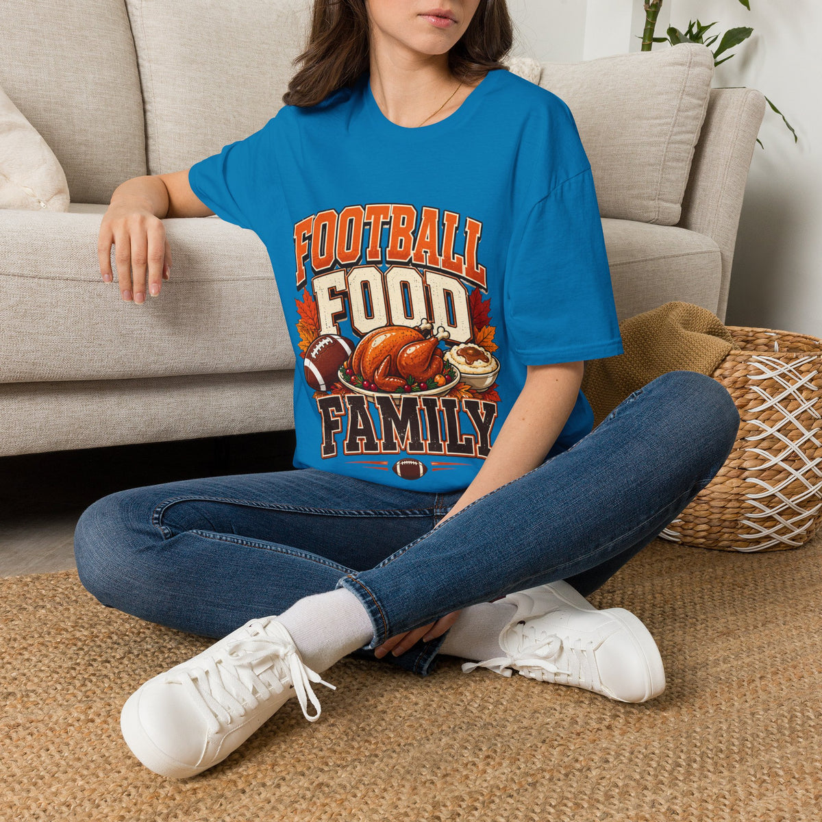 Thanksgiving T-Shirt Football Food Family T-Shirt — Thanksgiving Tailgate Tee for Fans
