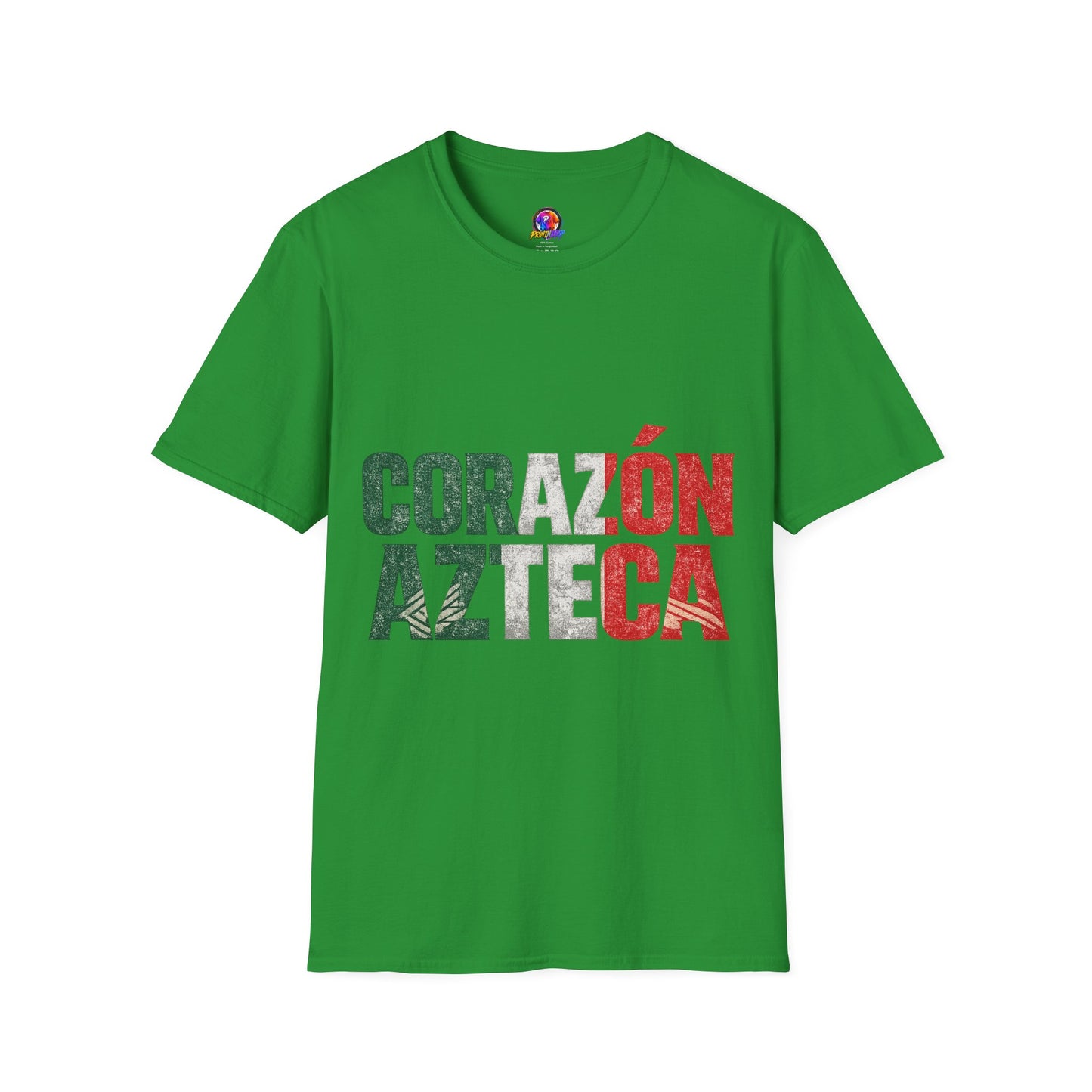 Mexico Corazón Azteca T-Shirt — Mexican Pride Flag Text Tee